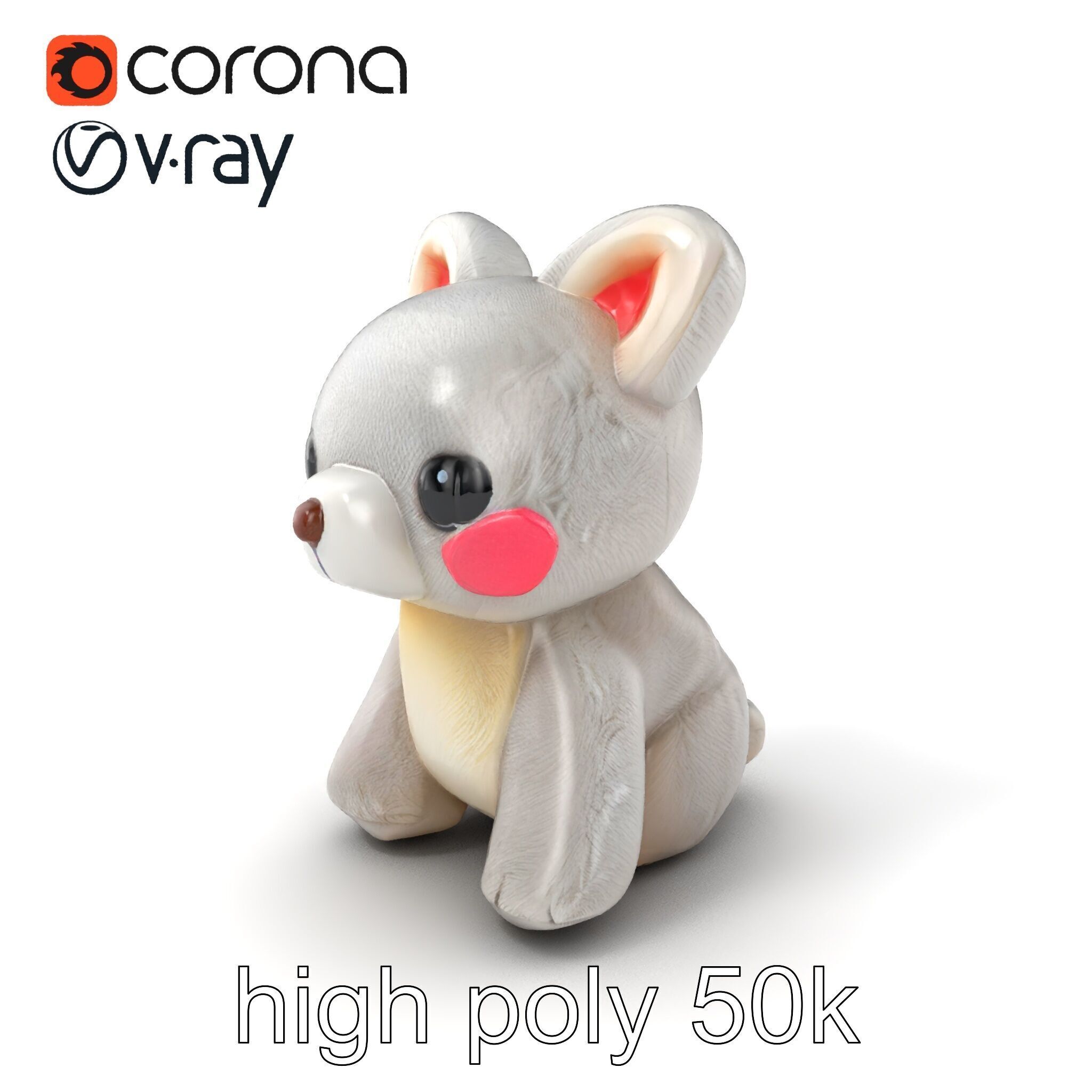 Charming Plush Toy Bunny Model Pack Low-poly 3D model_2