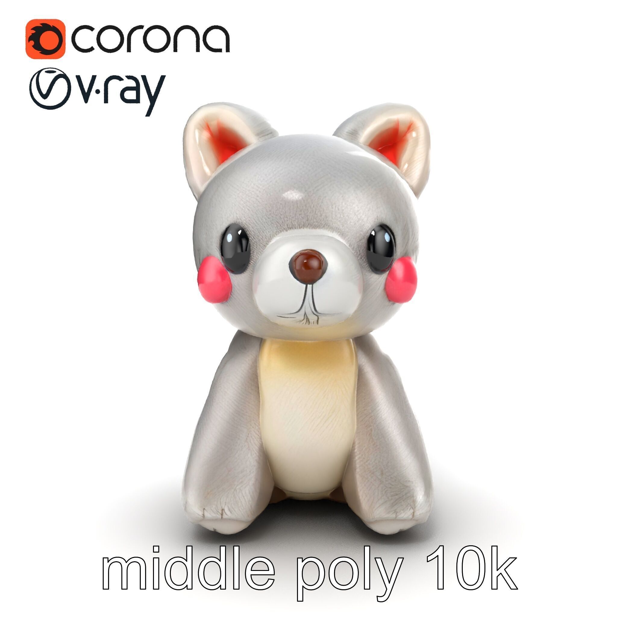 Charming Plush Toy Bunny Model Pack Low-poly 3D model_19