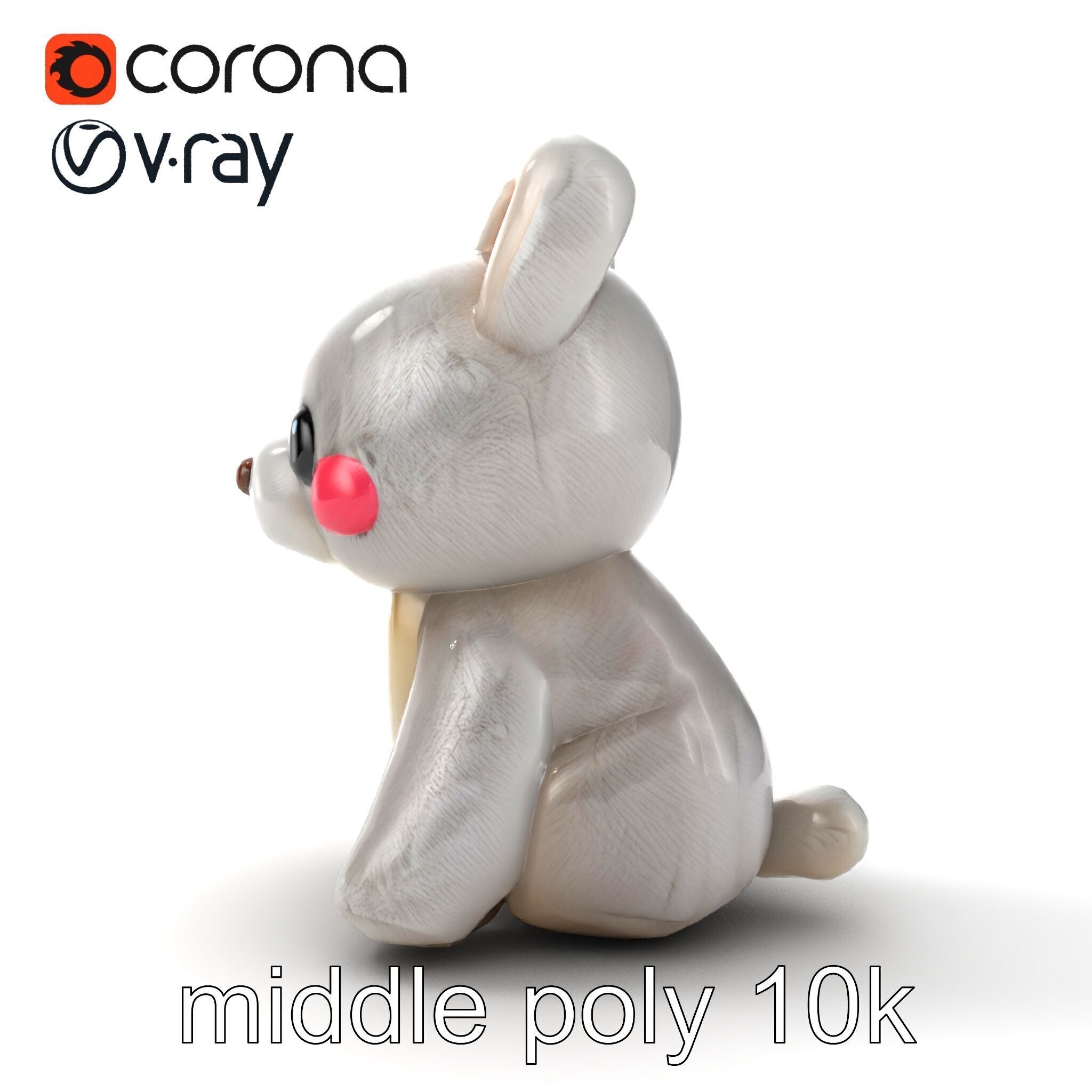 Charming Plush Toy Bunny Model Pack Low-poly 3D model_29