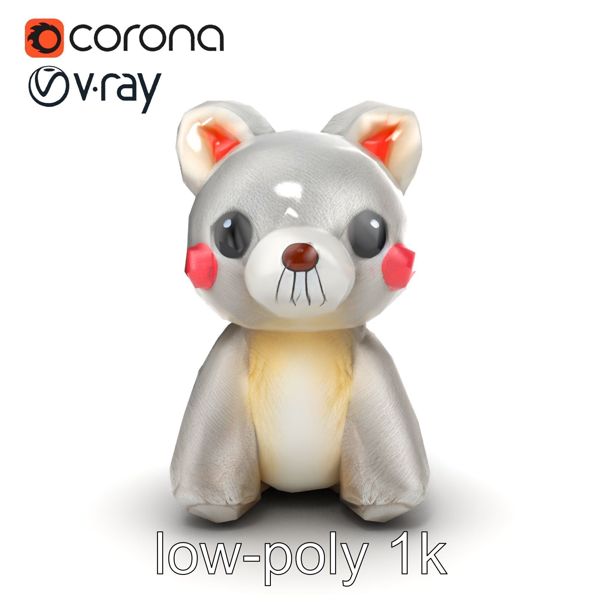 Charming Plush Toy Bunny Model Pack Low-poly 3D model_18