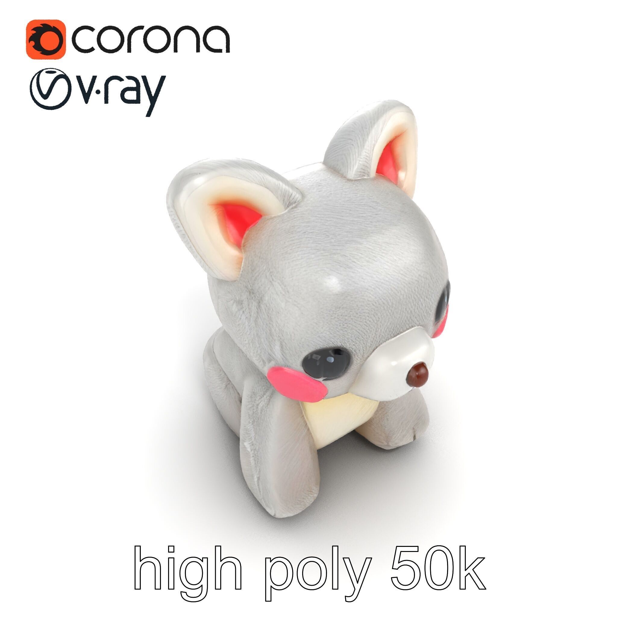 Charming Plush Toy Bunny Model Pack Low-poly 3D model_20