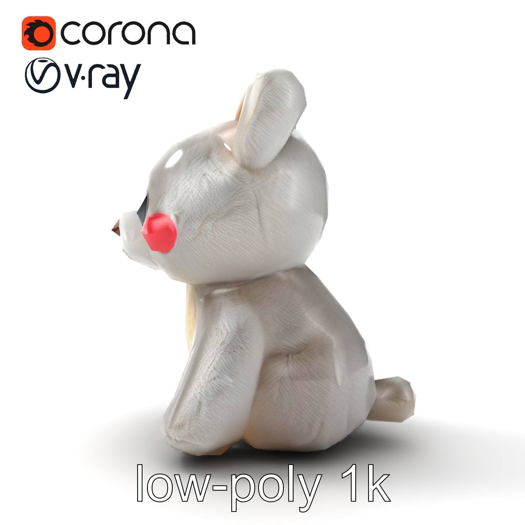 Charming Plush Toy Bunny Model Pack Low-poly 3D model_26