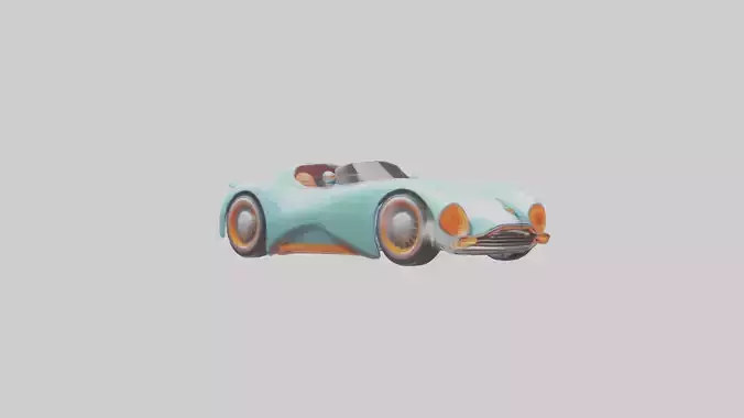 Retro Futuristic Car model Low-poly 3D model