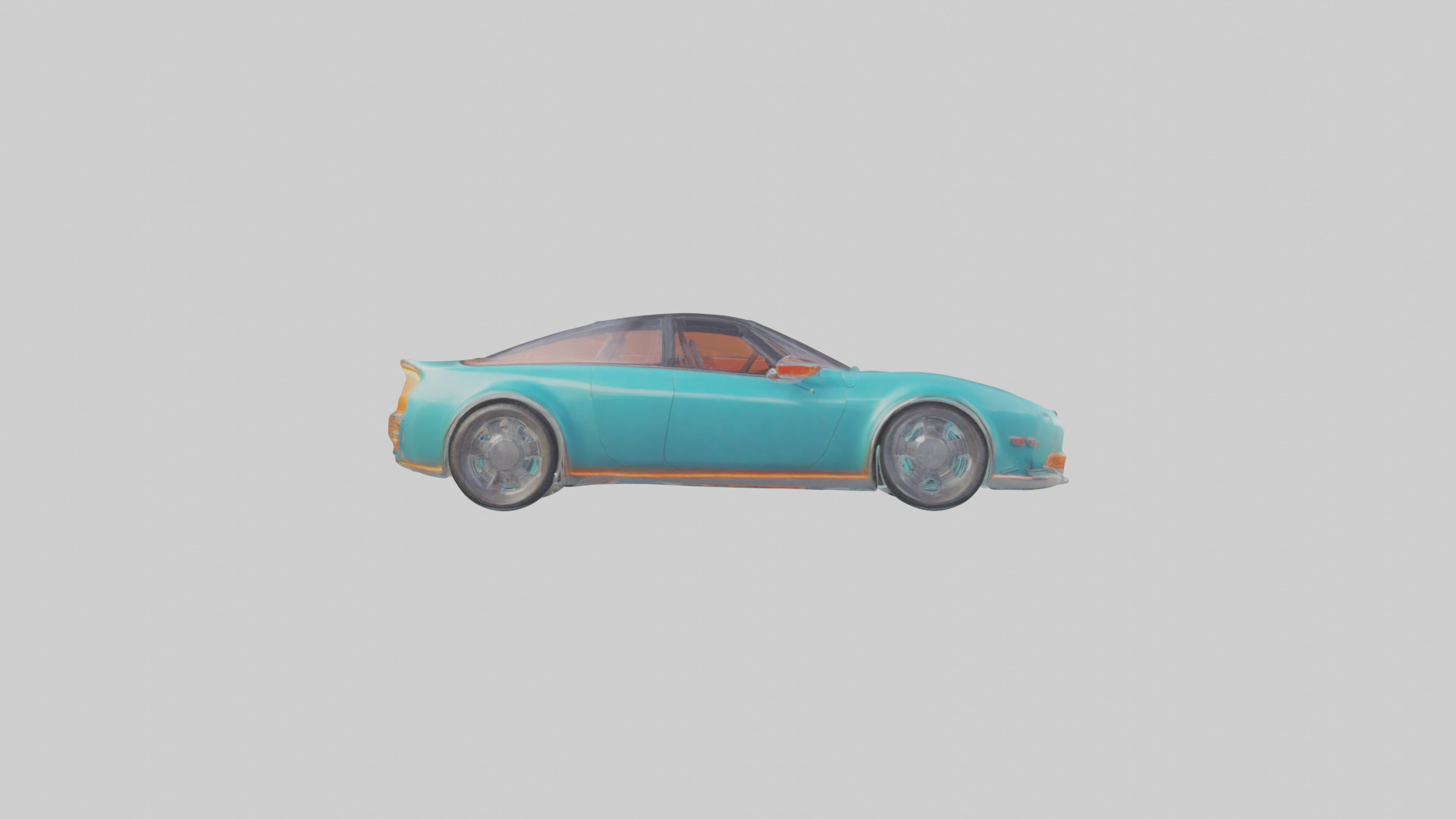 Retro Futuristic Electric Car model Low-poly 3D model_1