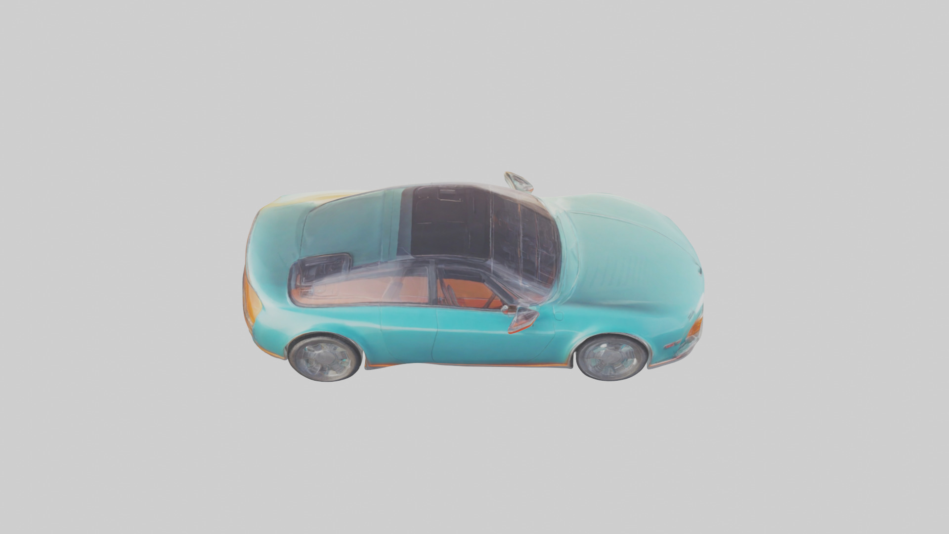Retro Futuristic Electric Car model Low-poly 3D model_15