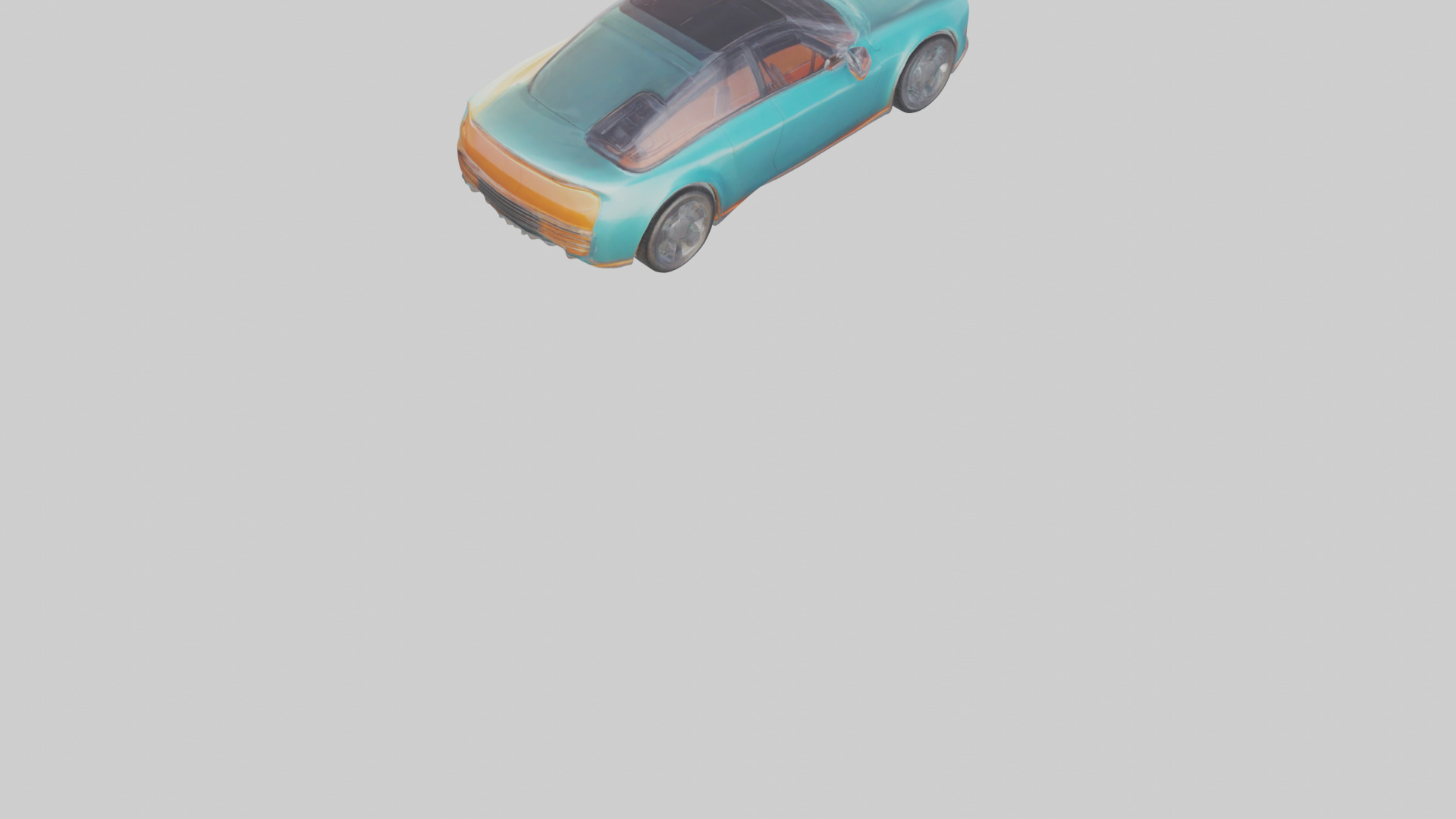 Retro Futuristic Electric Car model Low-poly 3D model_3