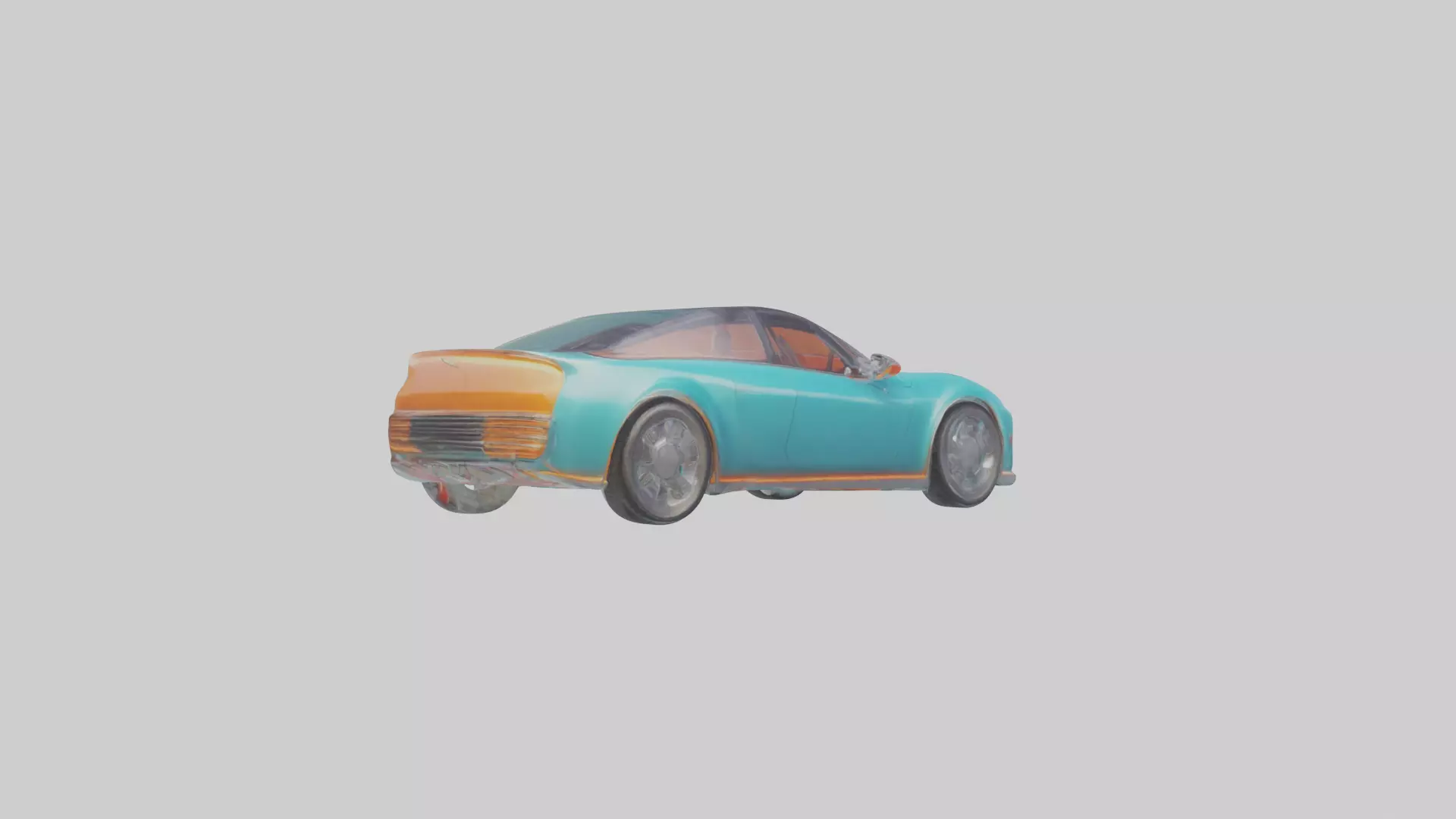 Retro Futuristic Electric Car model Low-poly 3D model_0