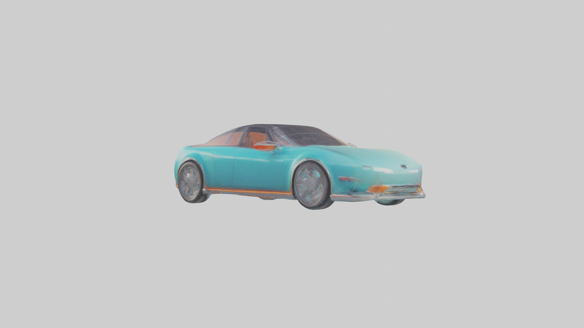 Retro Futuristic Electric Car model Low-poly 3D model_2