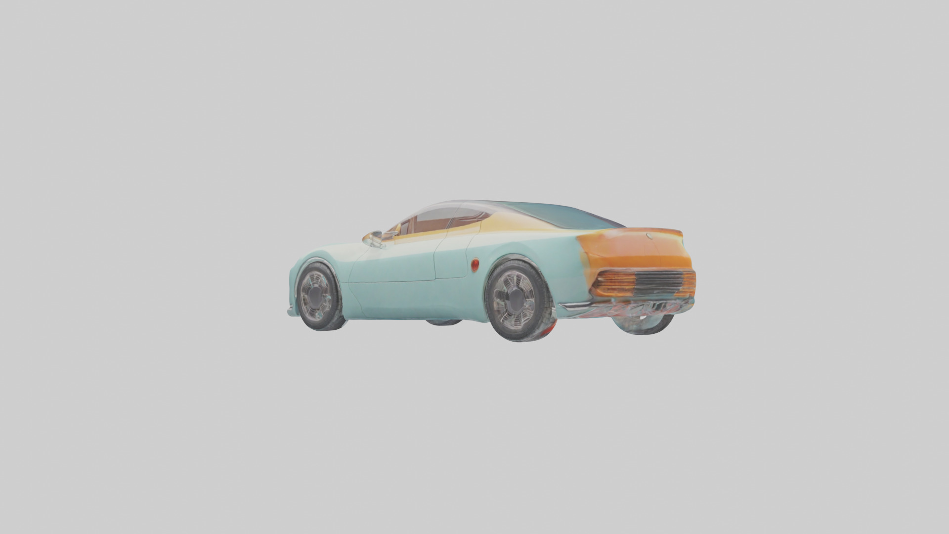 Retro Futuristic Electric Car model Low-poly 3D model_10
