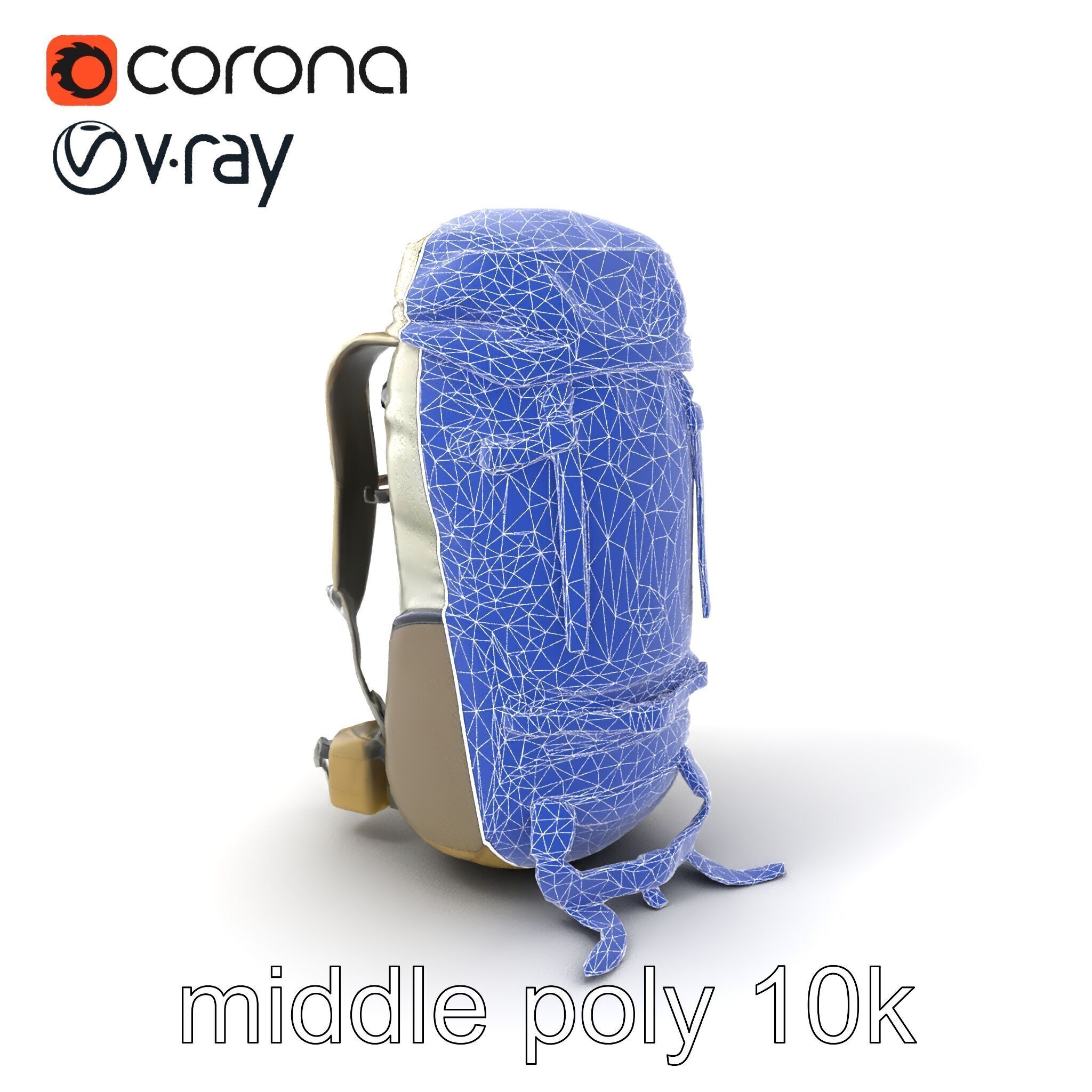 Ergonomic Trekking Rucksack with Lumbar Support model pack Low-poly 3D model_5