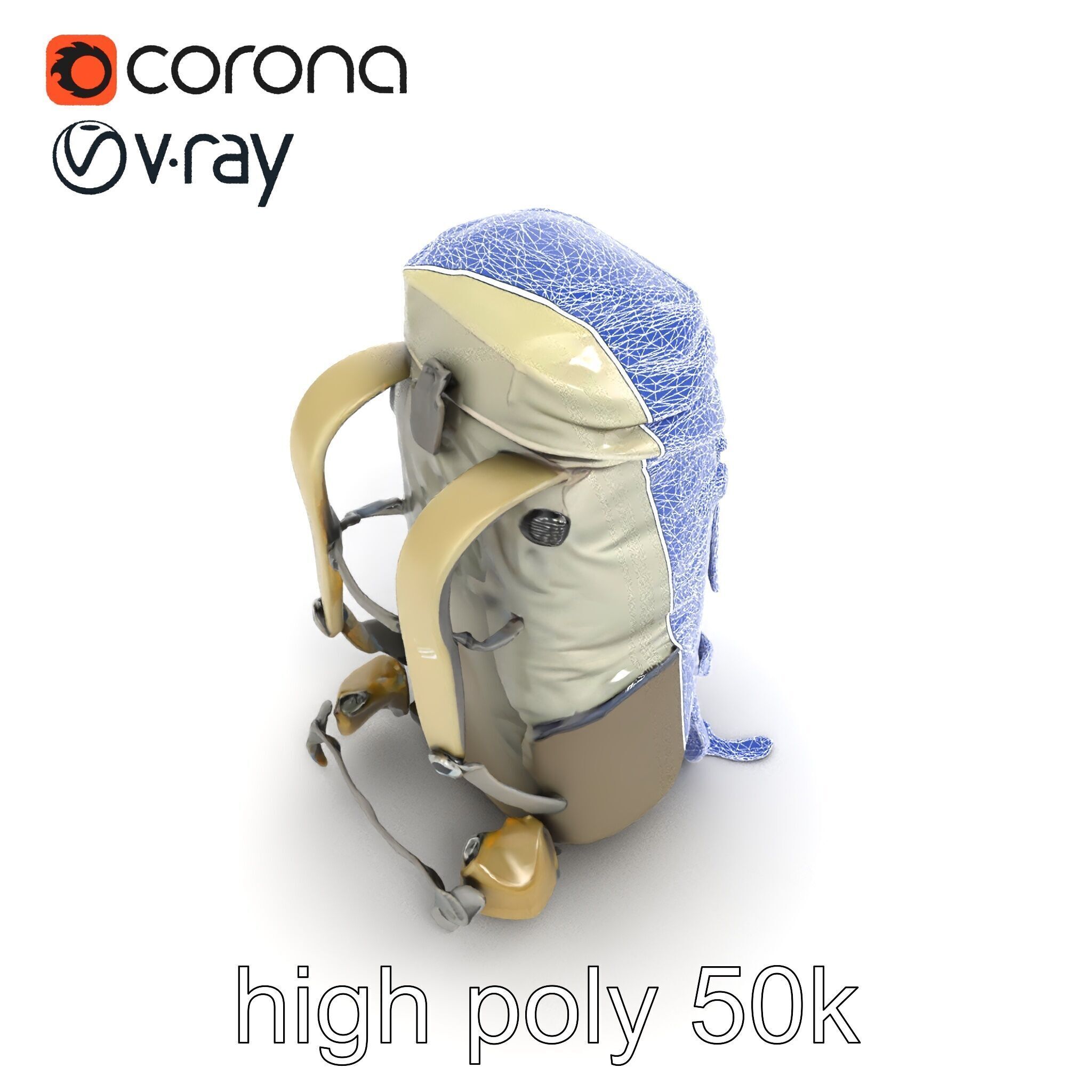 Ergonomic Trekking Rucksack with Lumbar Support model pack Low-poly 3D model_25