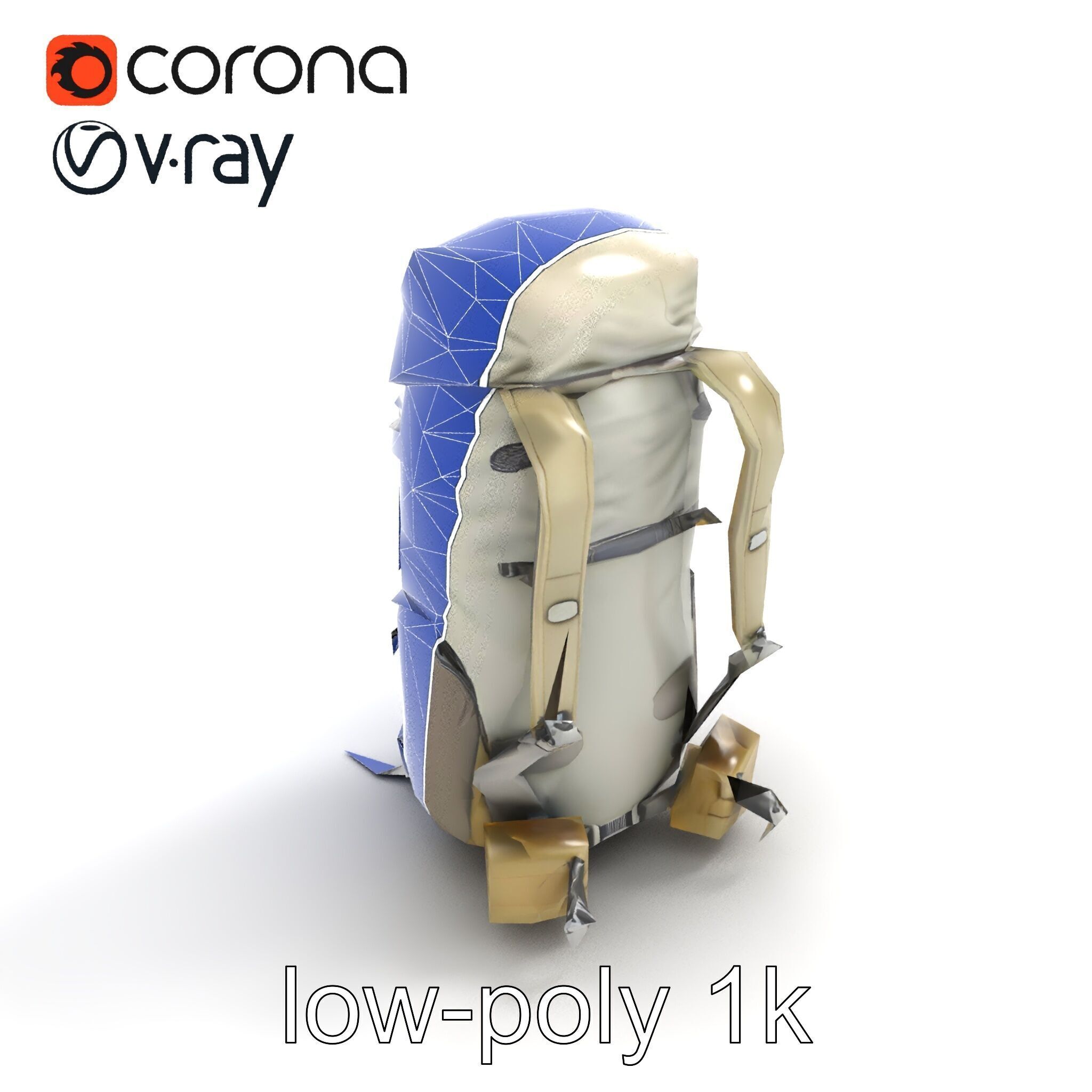 Ergonomic Trekking Rucksack with Lumbar Support model pack Low-poly 3D model_12