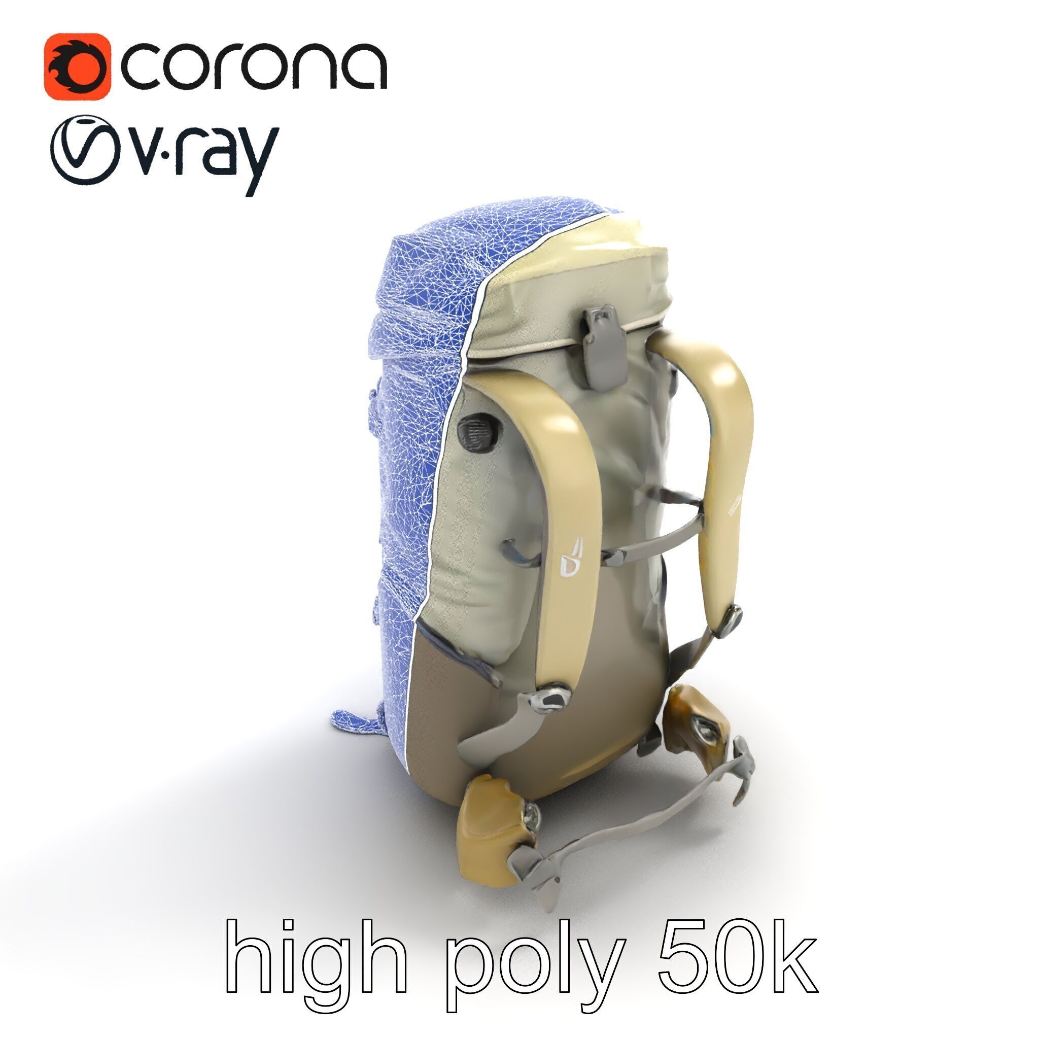 Ergonomic Trekking Rucksack with Lumbar Support model pack Low-poly 3D model_13