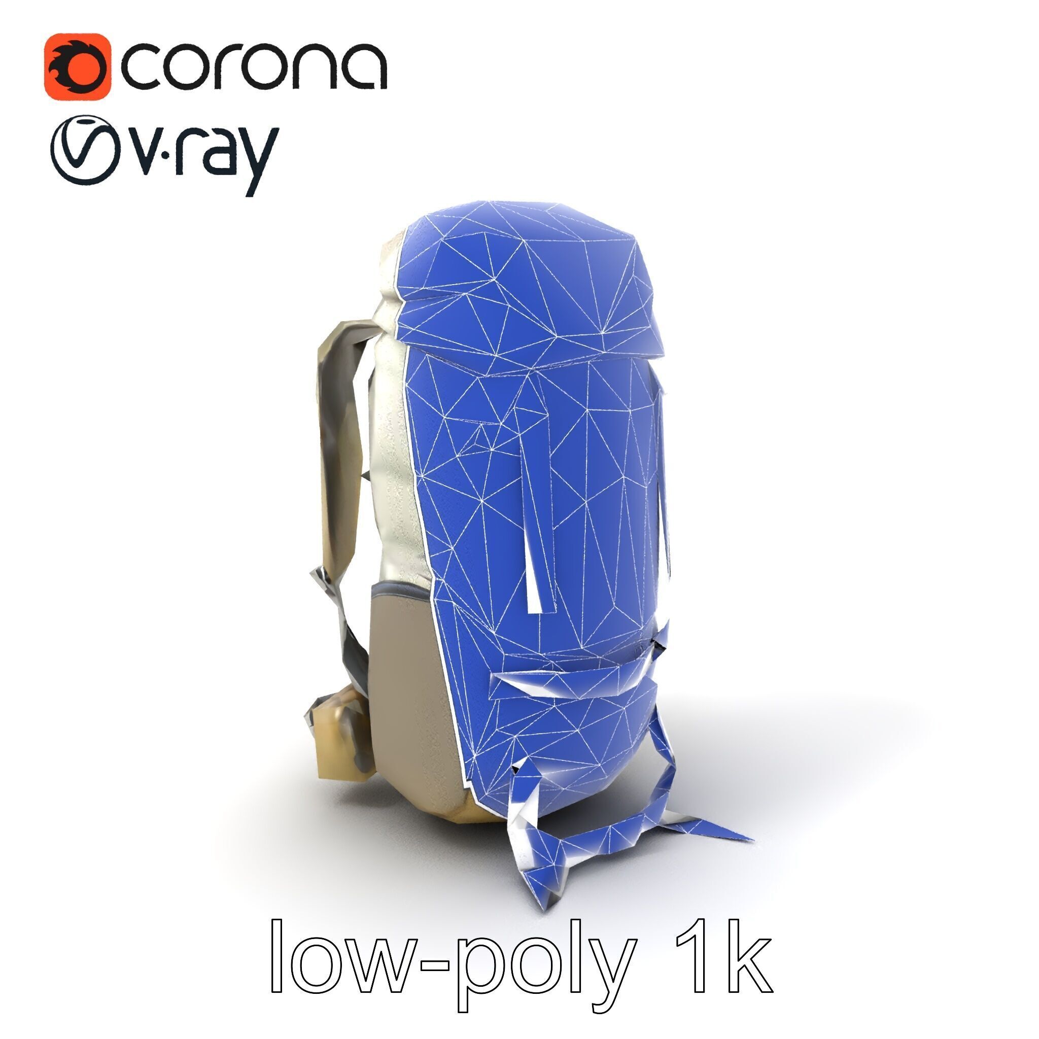 Ergonomic Trekking Rucksack with Lumbar Support model pack Low-poly 3D model_6