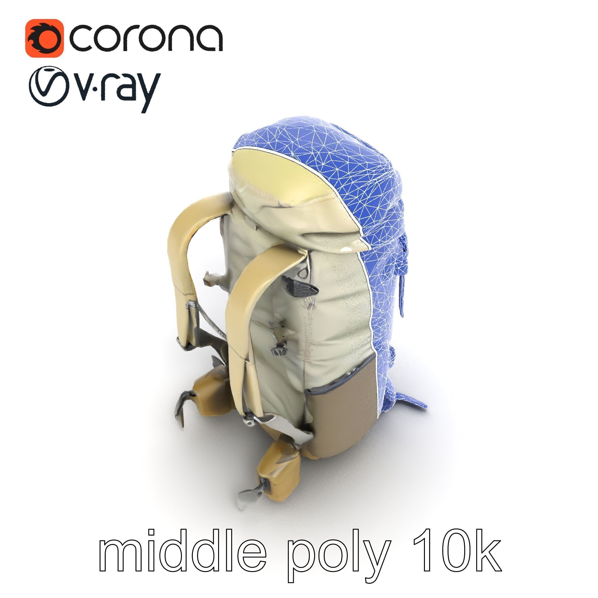 Ergonomic Trekking Rucksack with Lumbar Support model pack Low-poly 3D model_10