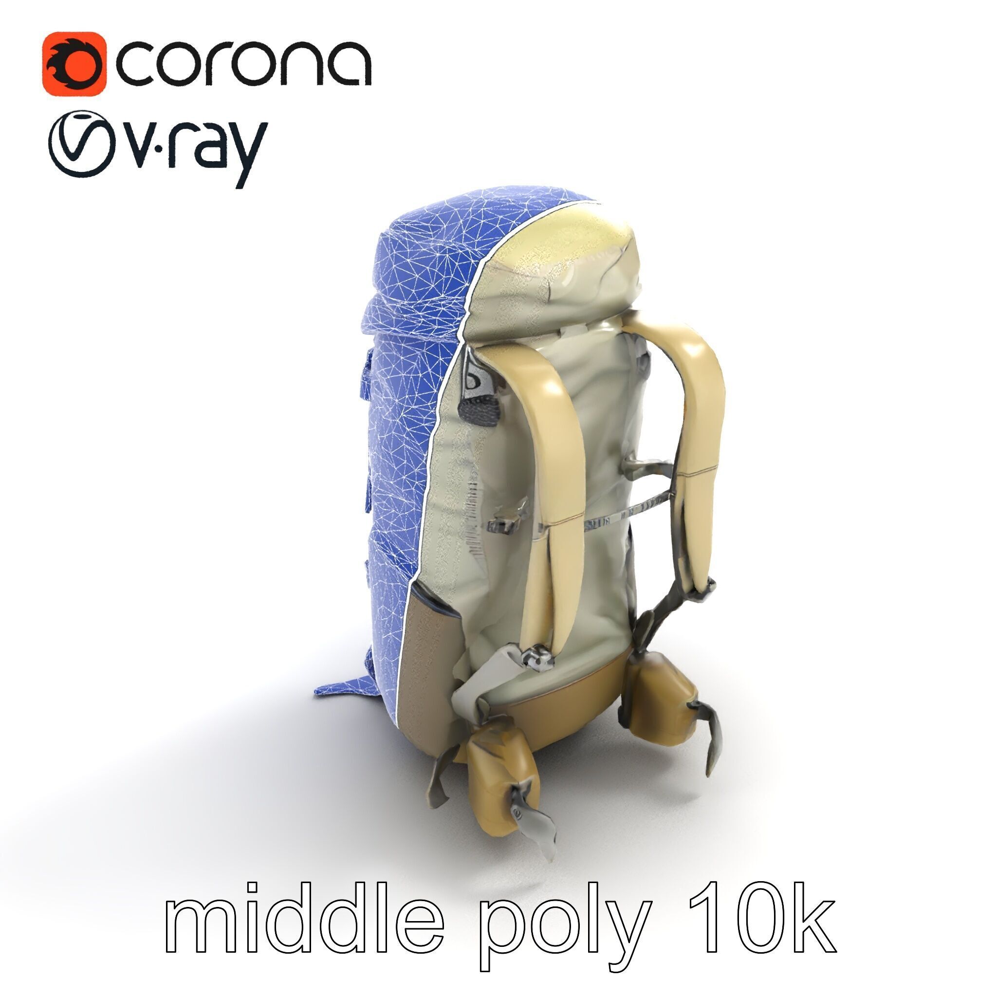 Ergonomic Trekking Rucksack with Lumbar Support model pack Low-poly 3D model_16