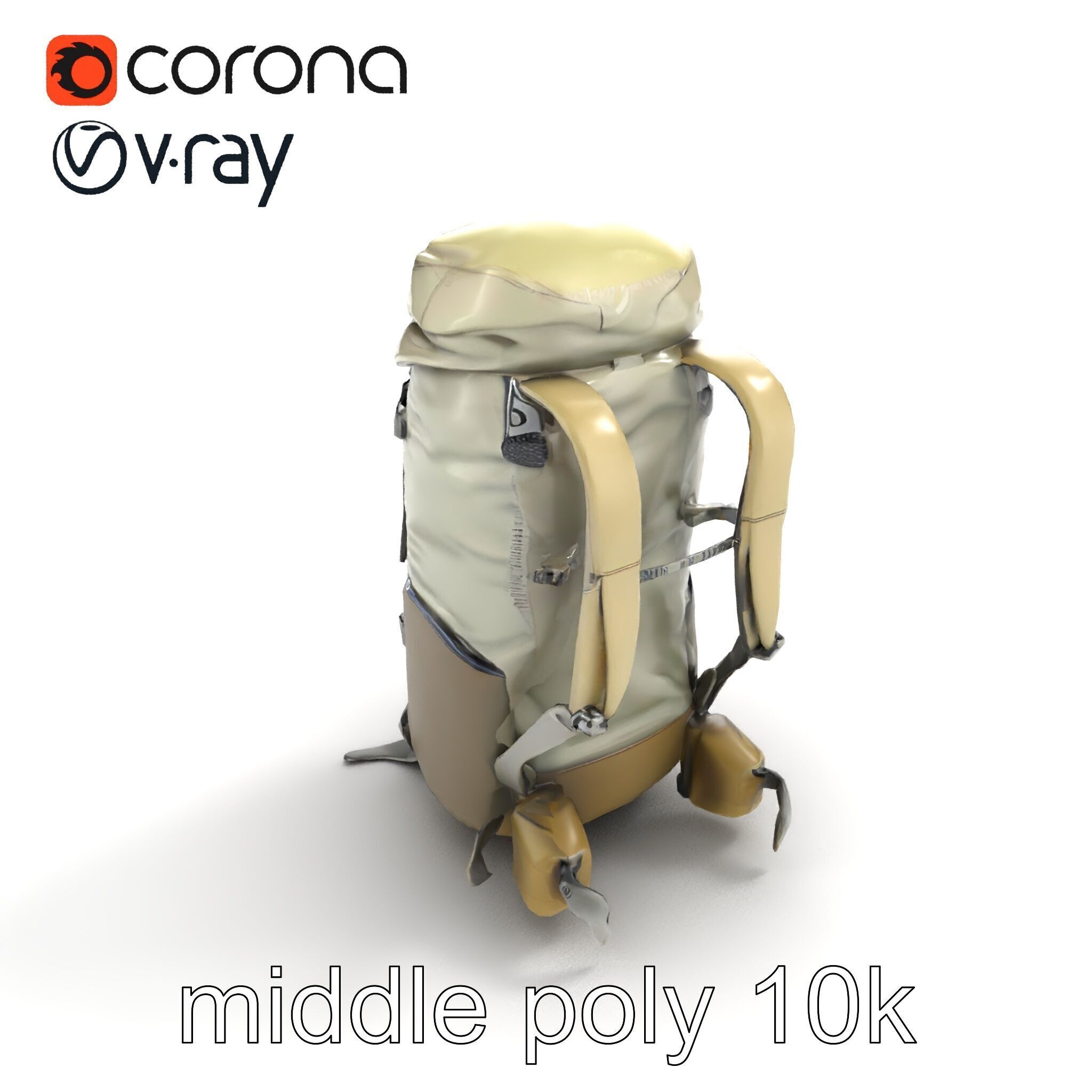 Ergonomic Trekking Rucksack with Lumbar Support model pack Low-poly 3D model_7