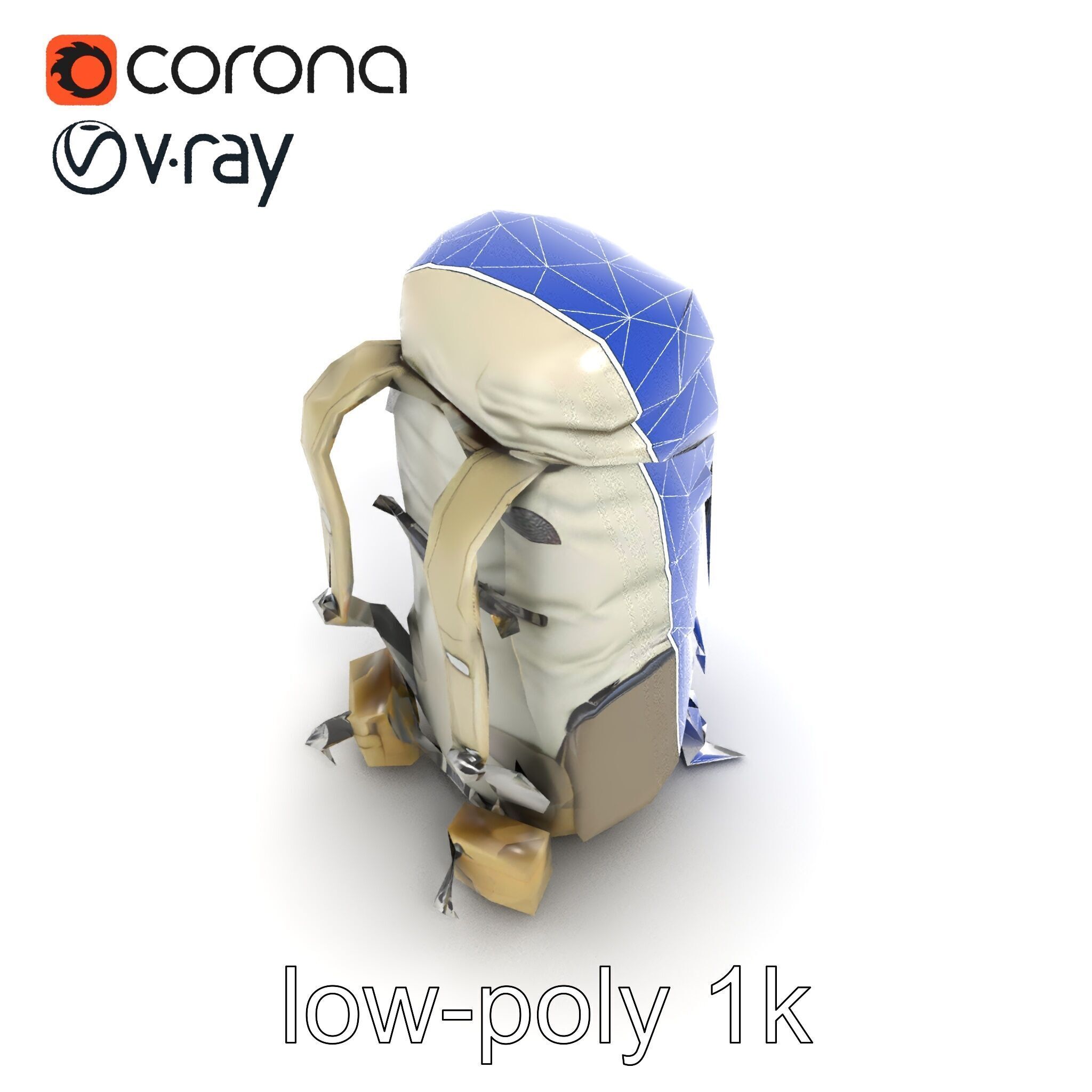 Ergonomic Trekking Rucksack with Lumbar Support model pack Low-poly 3D model_26
