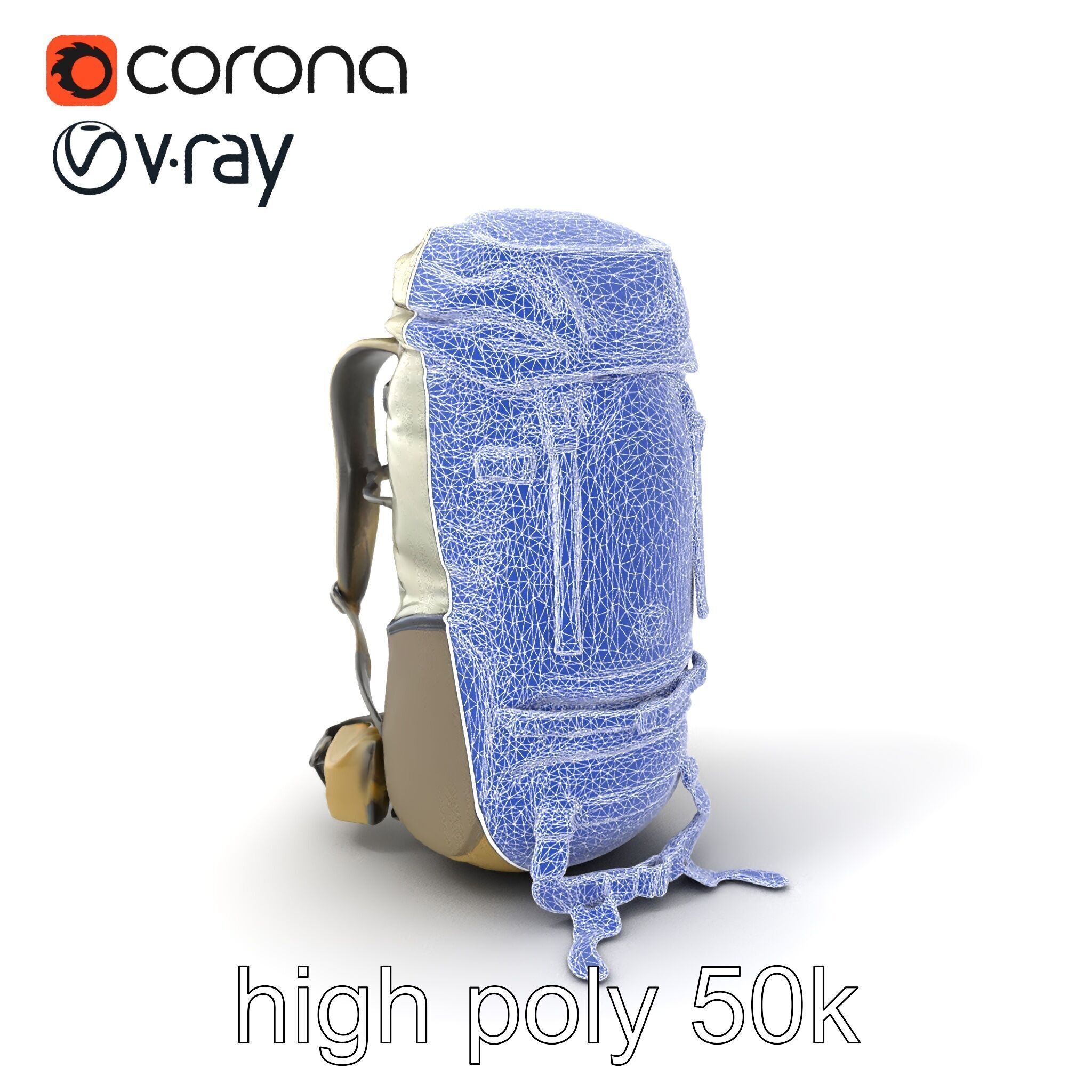 Ergonomic Trekking Rucksack with Lumbar Support model pack Low-poly 3D model_1