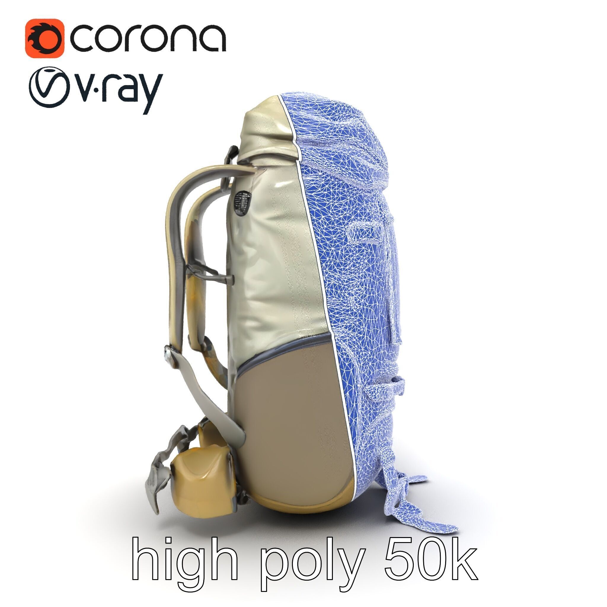 Ergonomic Trekking Rucksack with Lumbar Support model pack Low-poly 3D model_19