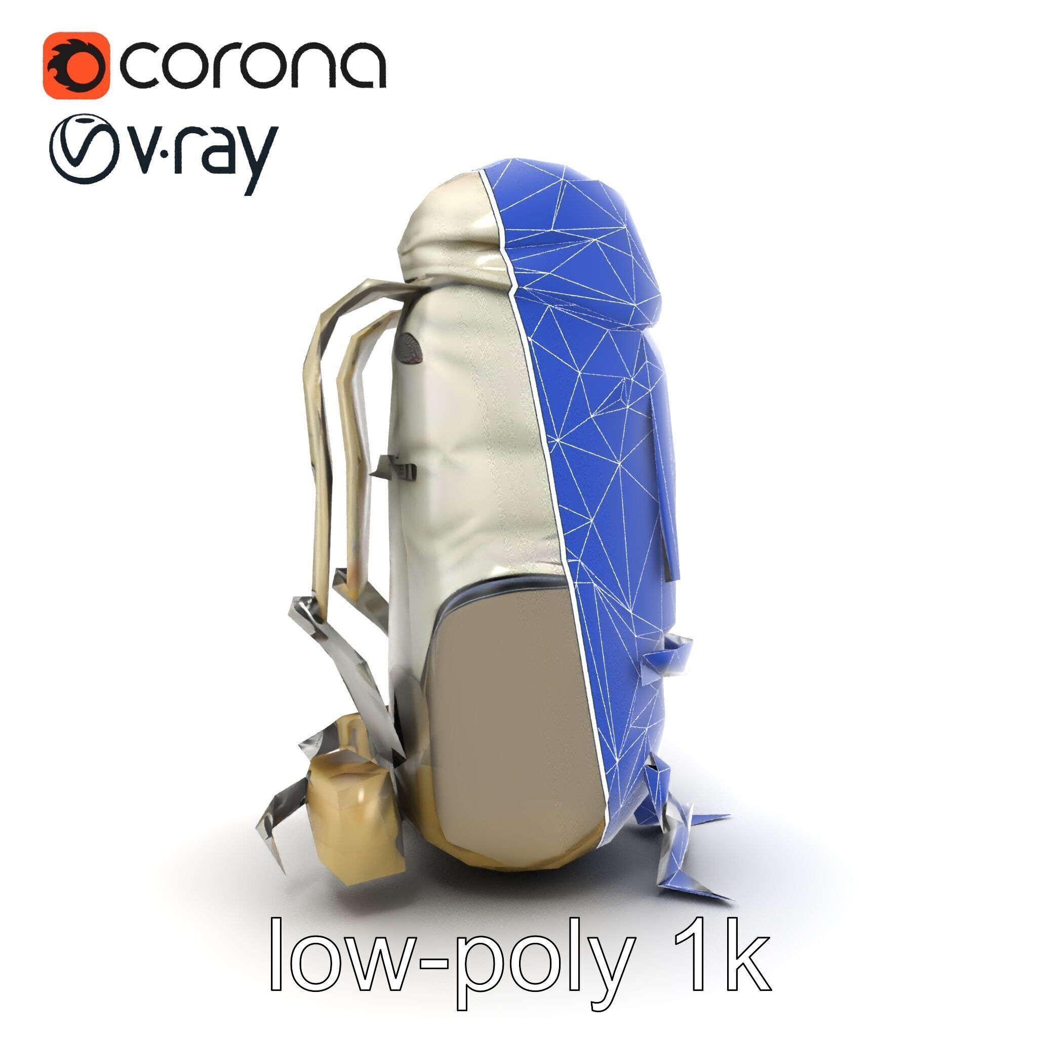 Ergonomic Trekking Rucksack with Lumbar Support model pack Low-poly 3D model_21