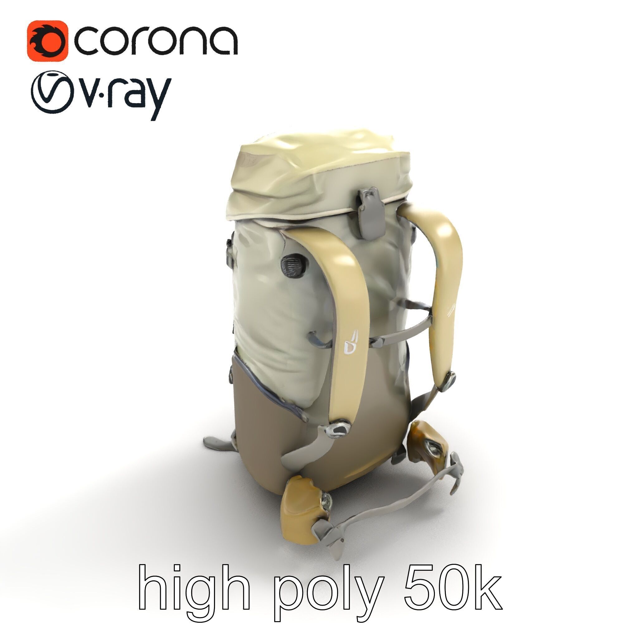 Ergonomic Trekking Rucksack with Lumbar Support model pack Low-poly 3D model_9