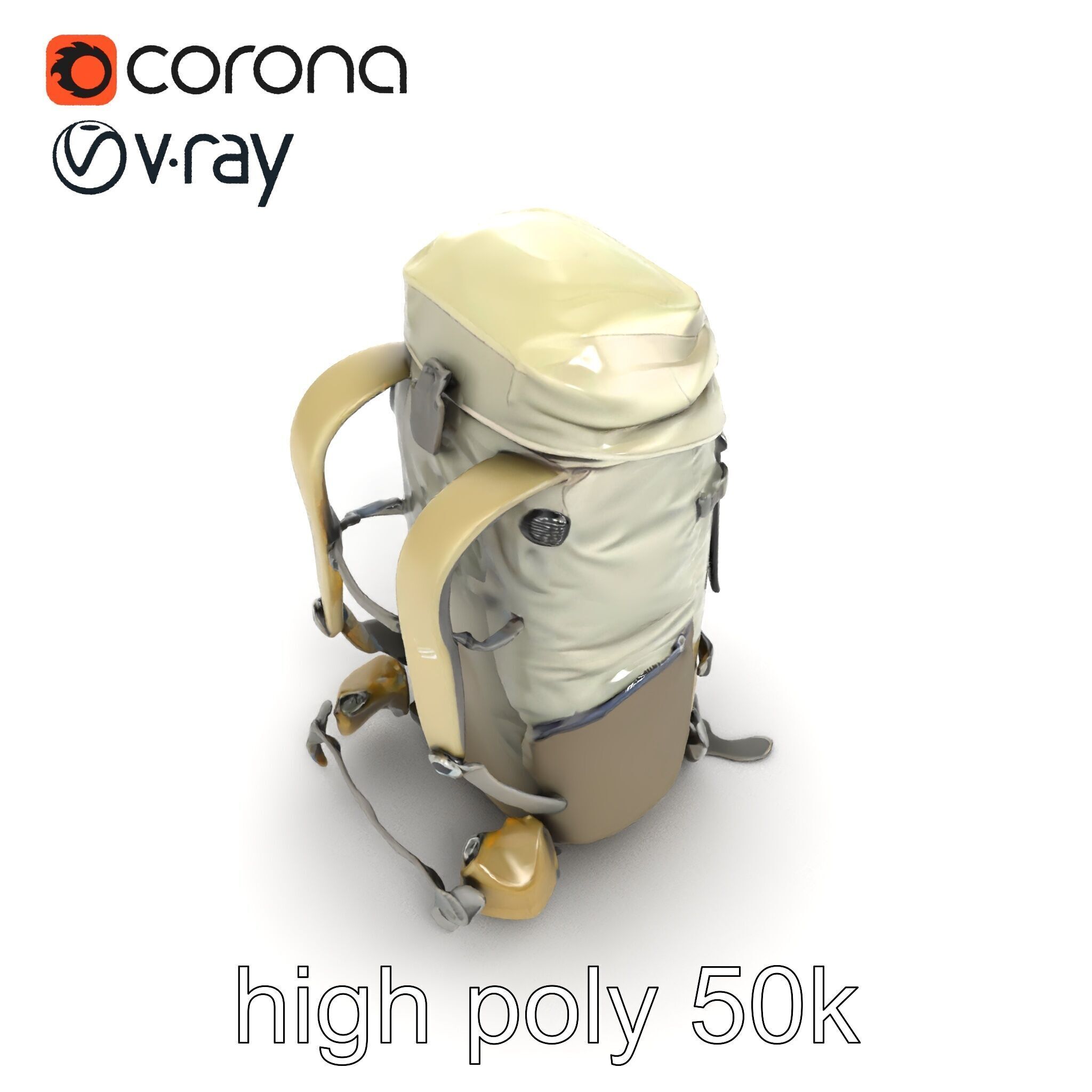 Ergonomic Trekking Rucksack with Lumbar Support model pack Low-poly 3D model_20