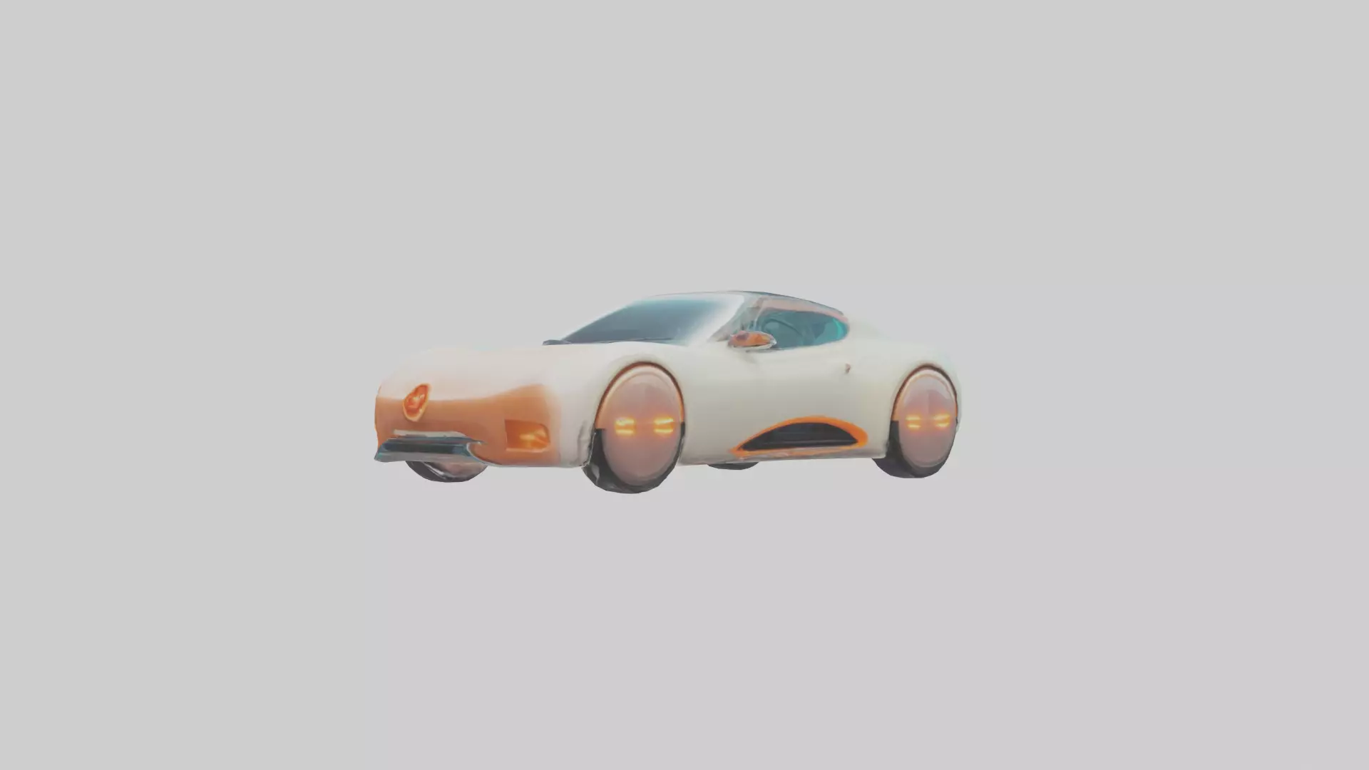 Retro Futuristic Electric Car model 2 Low-poly 3D model_0