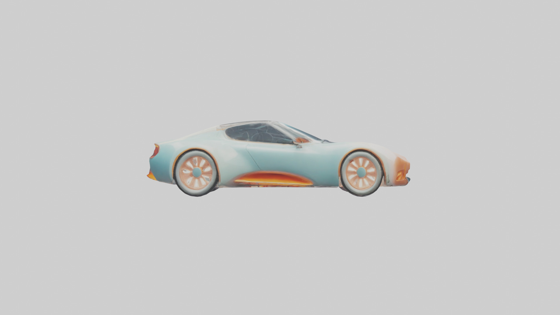 Retro Futuristic Electric Car model 2 Low-poly 3D model_13