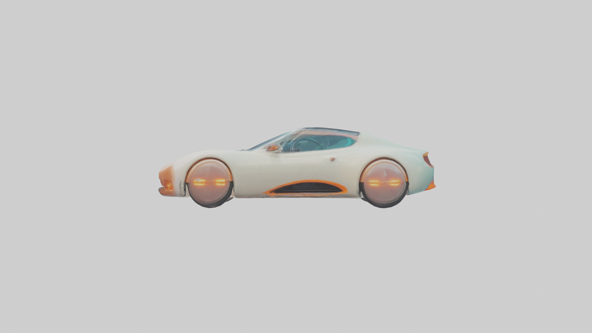 Retro Futuristic Electric Car model 2 Low-poly 3D model_12