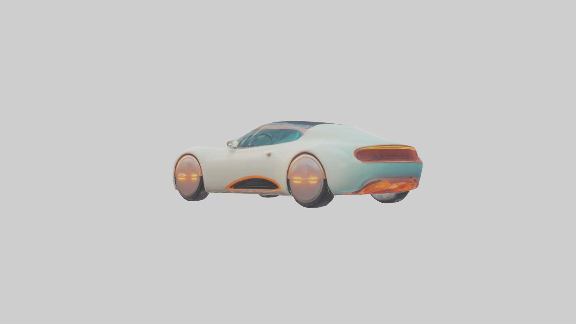 Retro Futuristic Electric Car model 2 Low-poly 3D model_2