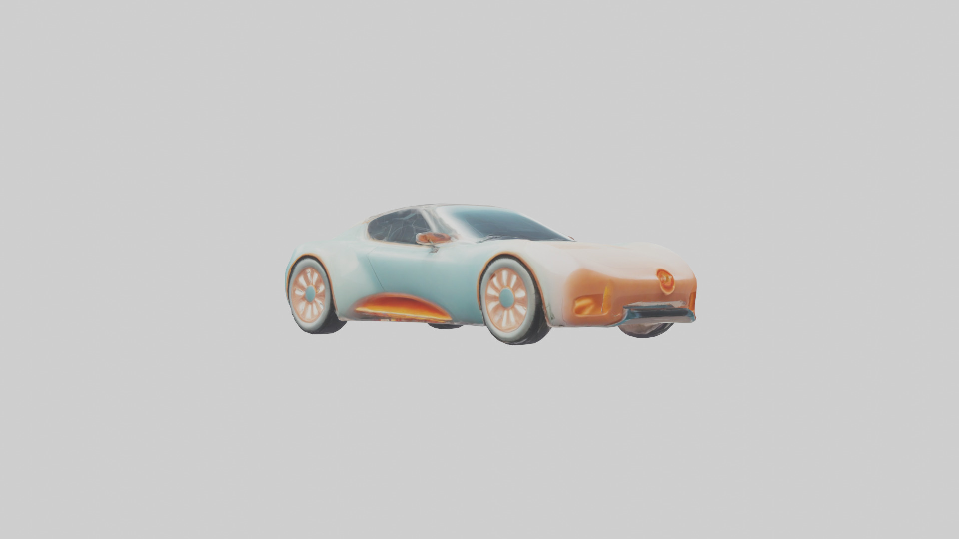 Retro Futuristic Electric Car model 2 Low-poly 3D model_8