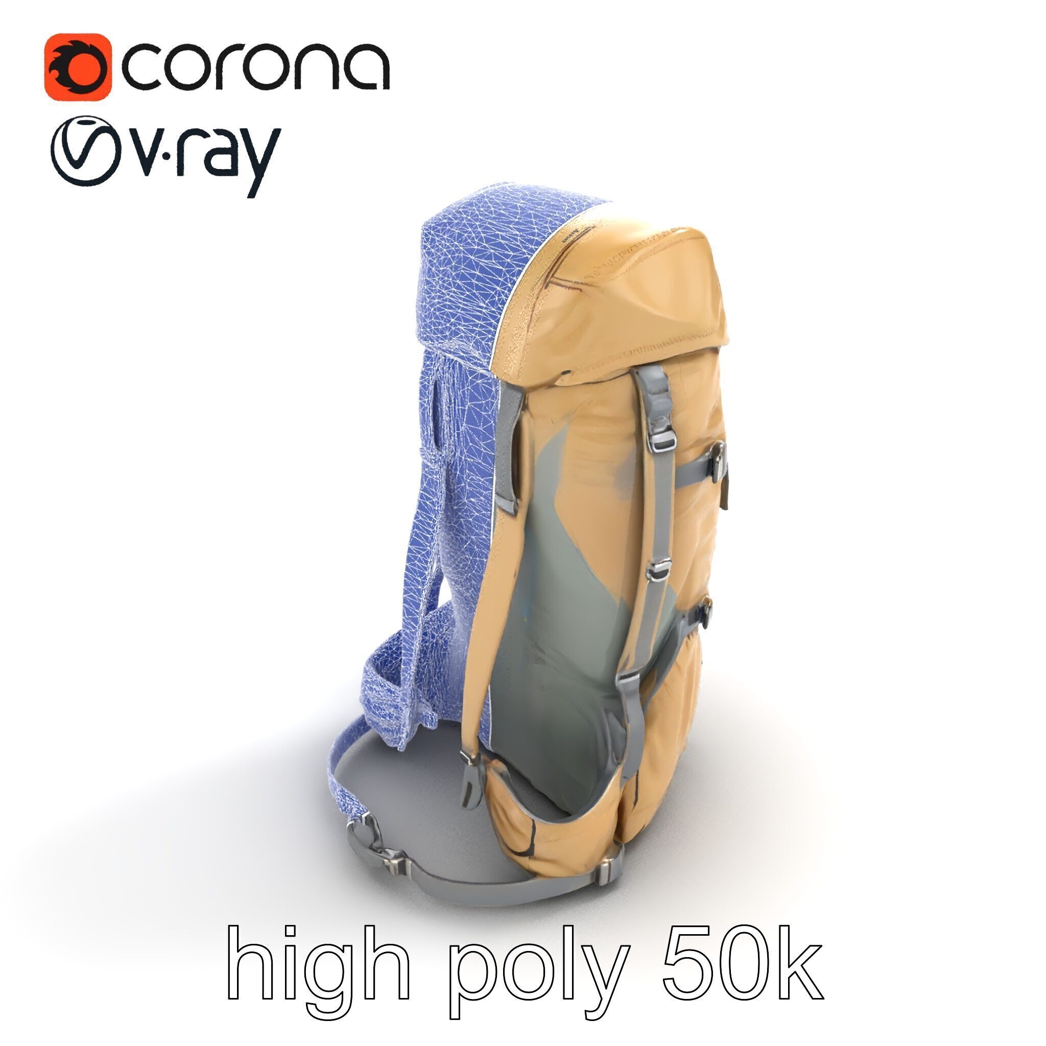 Ultralight Mountaineering Backpack model pack Low-poly 3D model_19