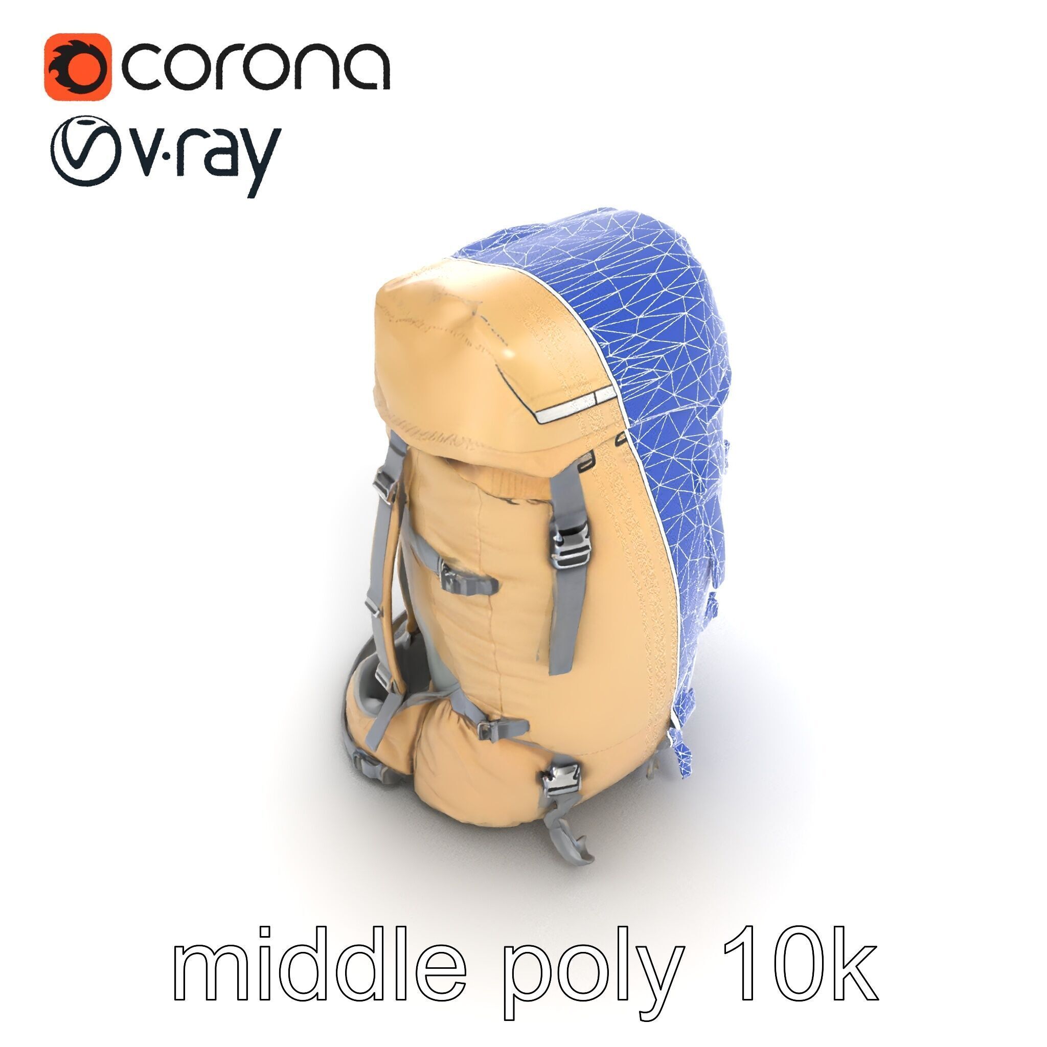 Ultralight Mountaineering Backpack model pack Low-poly 3D model_12