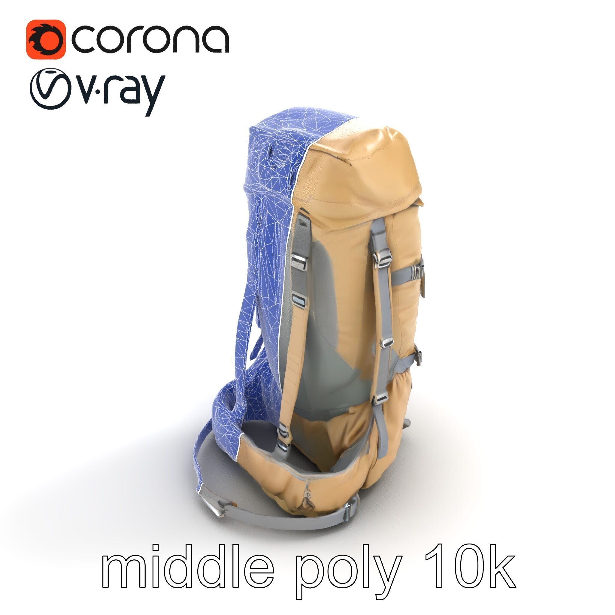 Ultralight Mountaineering Backpack model pack Low-poly 3D model_16