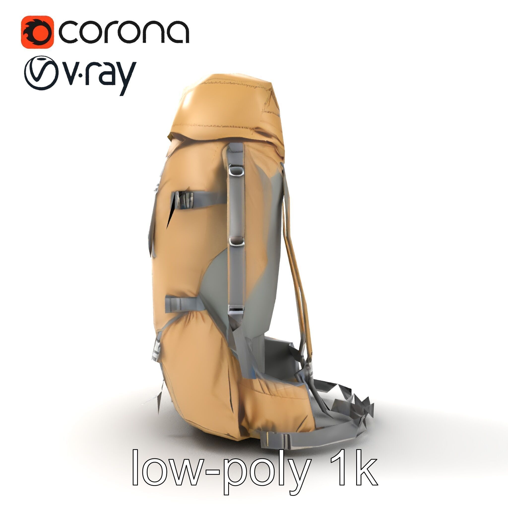 Ultralight Mountaineering Backpack model pack Low-poly 3D model_14
