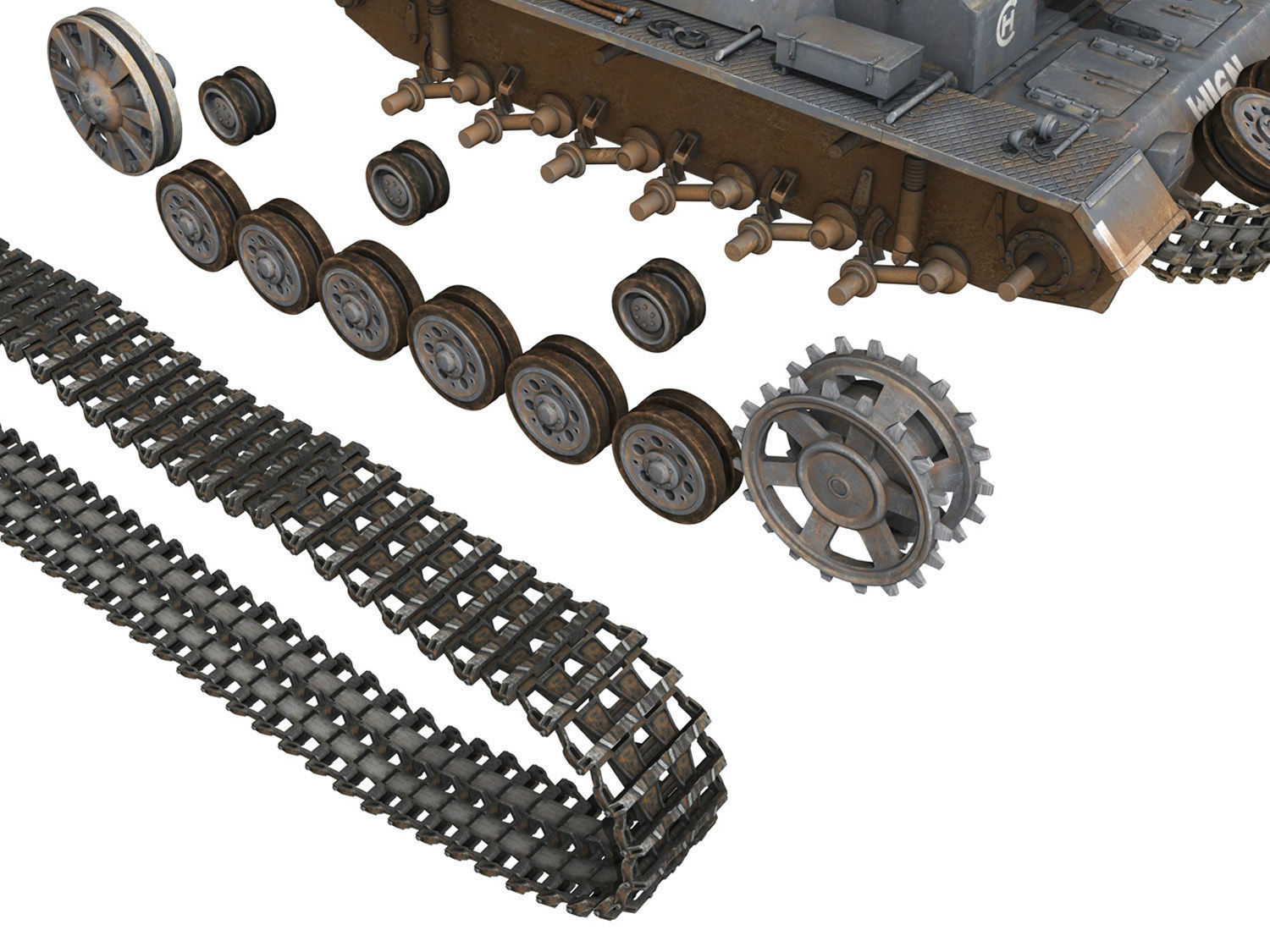 Early german WWII Tanks - Collection 3D model_47