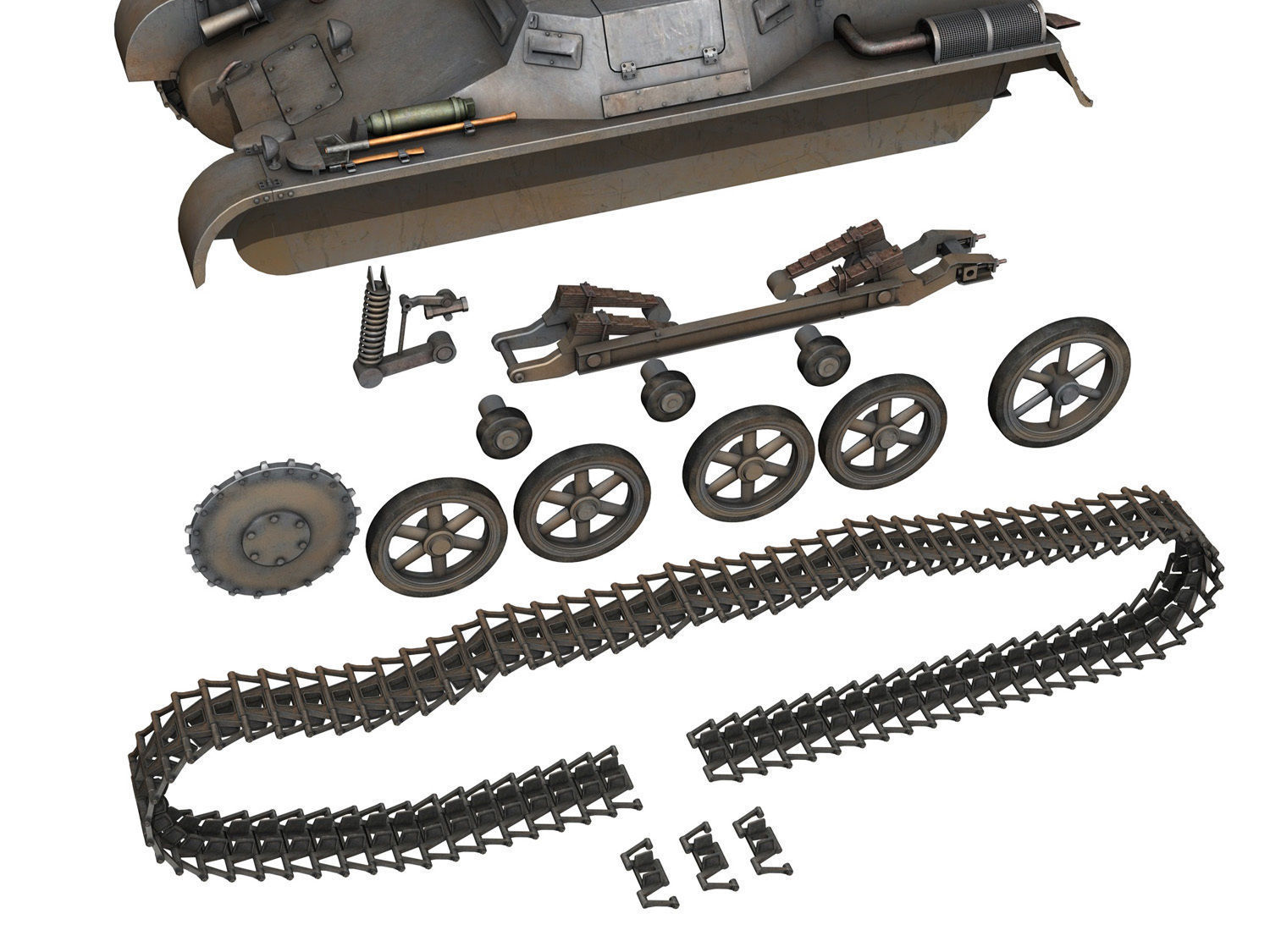 Early german WWII Tanks - Collection 3D model_35