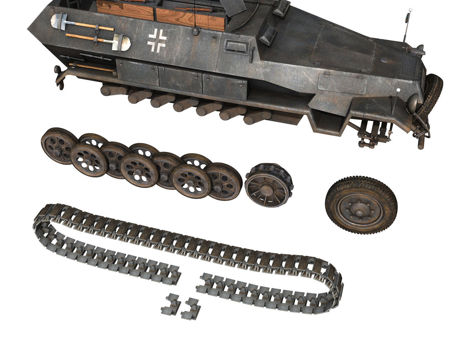 Early german WWII Tanks - Collection 3D model_9