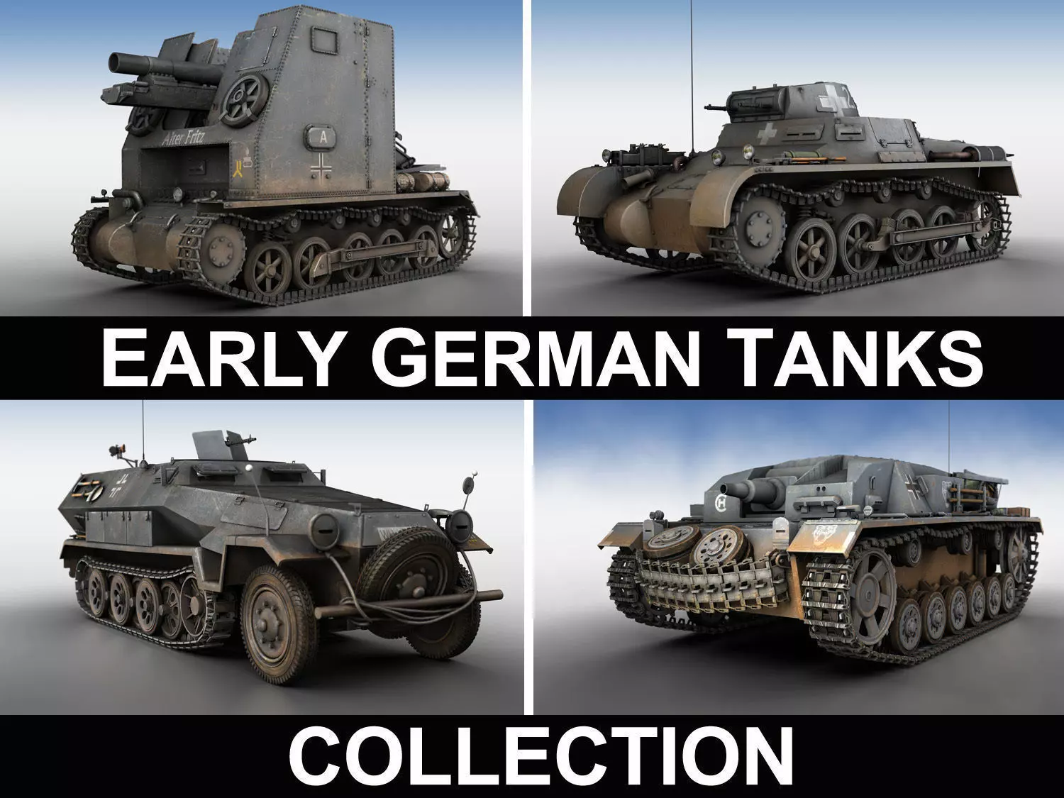 Early german WWII Tanks - Collection 3D model_0