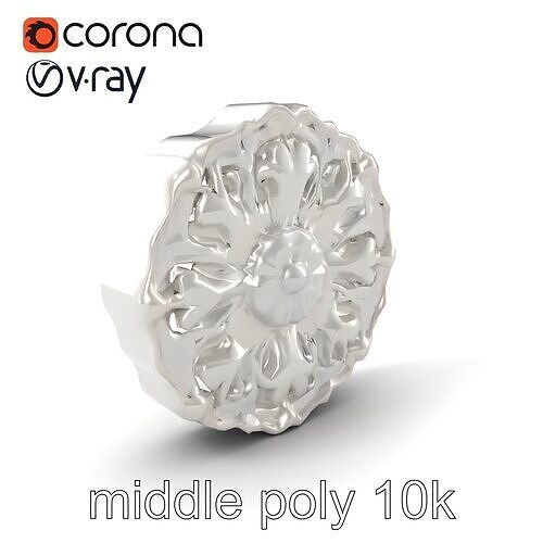 Ceiling Stucco Flower Rosettes model pack Low-poly 3D model