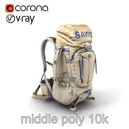 Hiking Backpack Large Capacity Adjustable model pack Low-poly 3D model