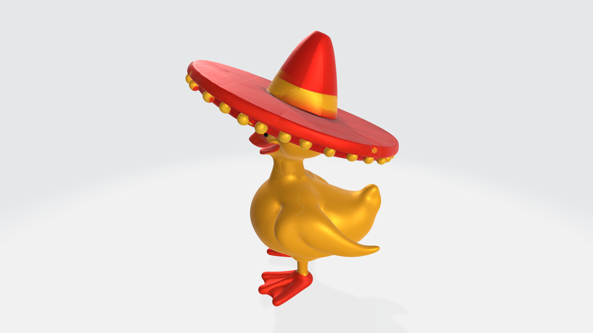 Cute Cartoon Duck with Sunglasses and Sombrero High Poly 3D model_2