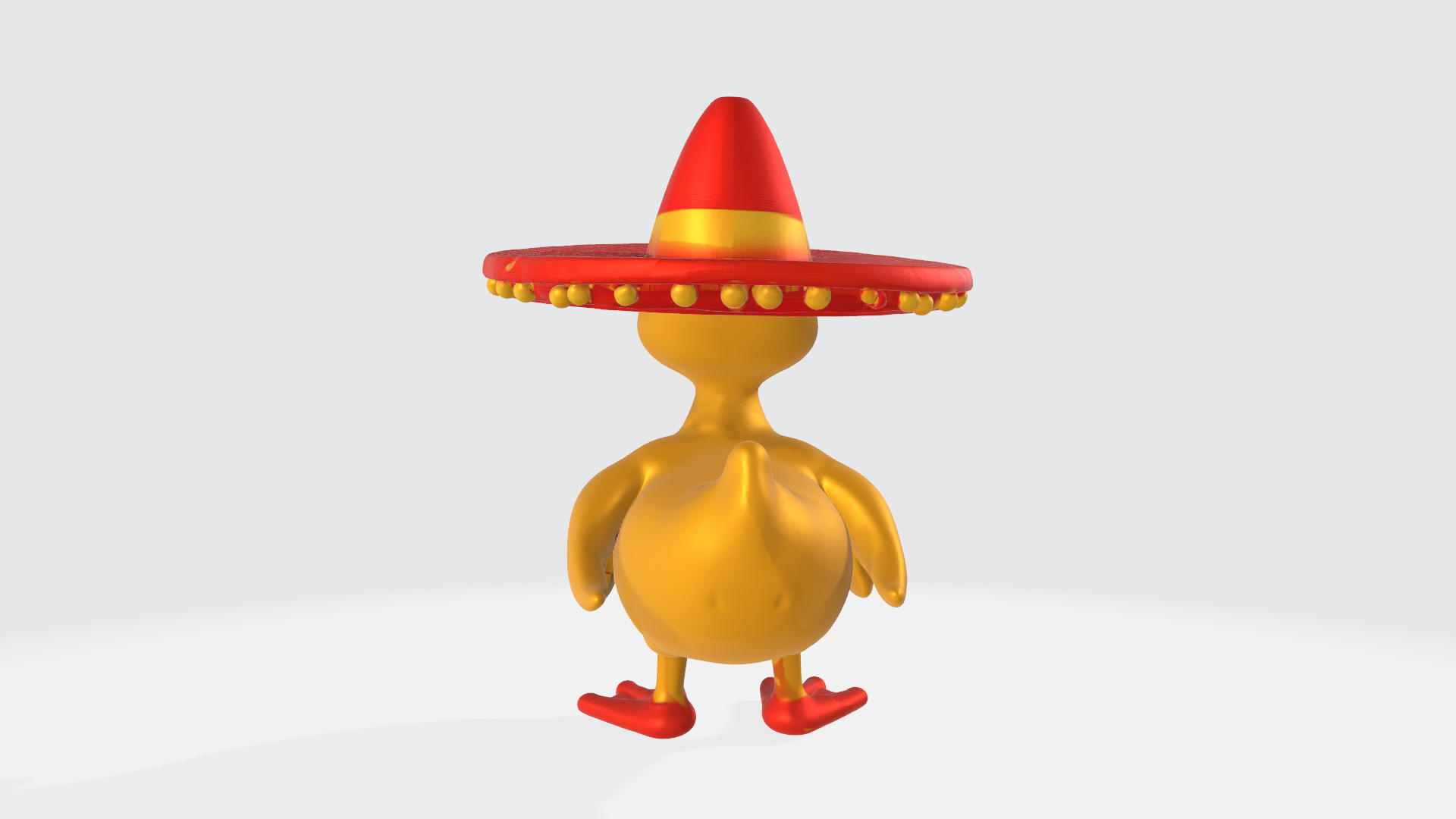 Cute Cartoon Duck with Sunglasses and Sombrero High Poly 3D model_3