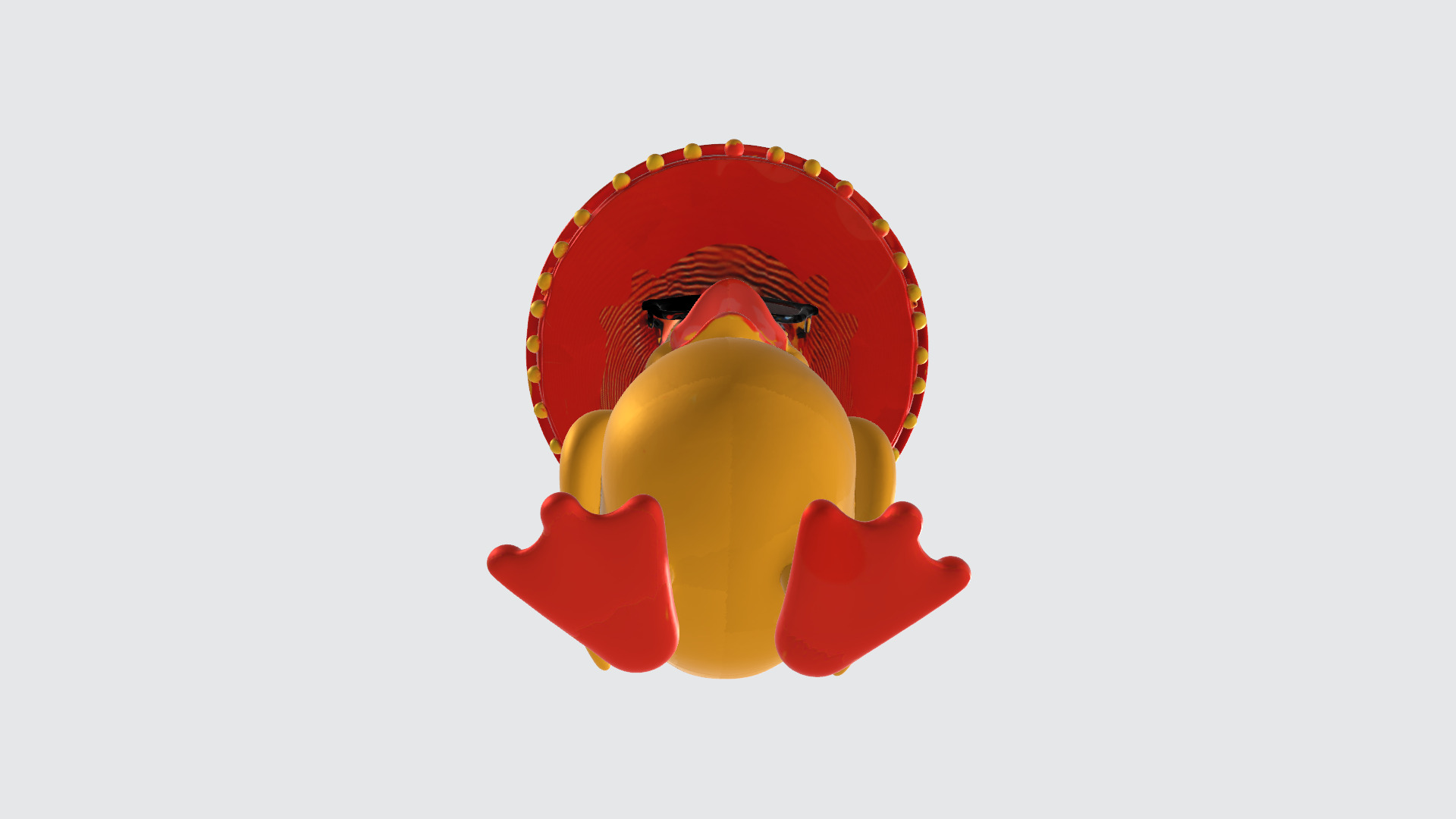 Cute Cartoon Duck with Sunglasses and Sombrero High Poly 3D model_7