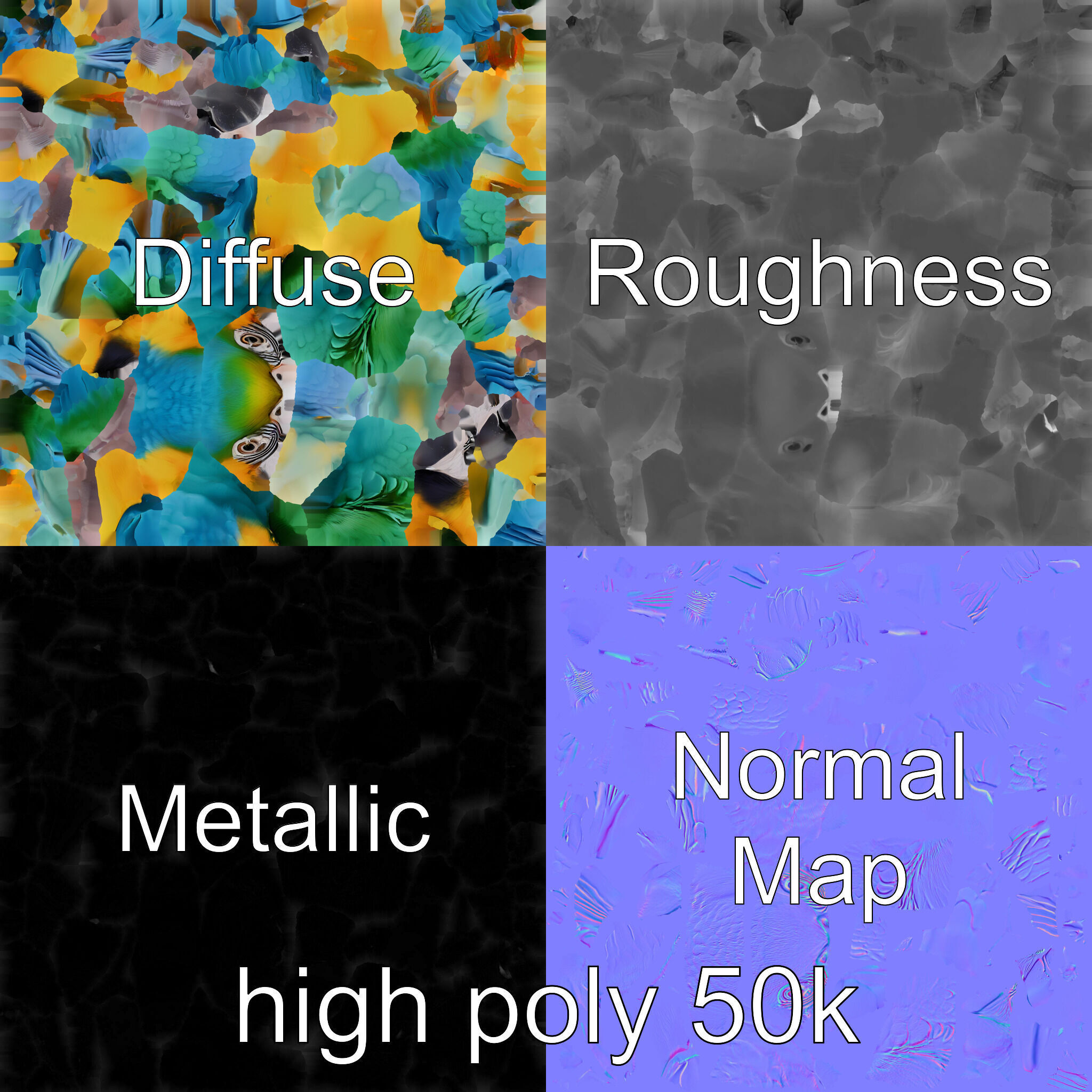 Vibrant Macaw Bird model pack Low-poly 3D model_3