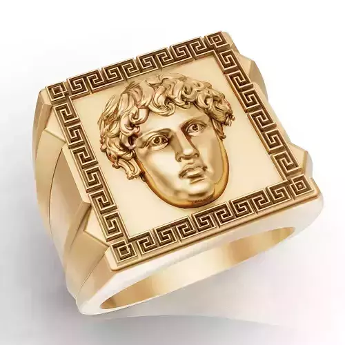 Greek face ring printable gold jewelry printable 3D model