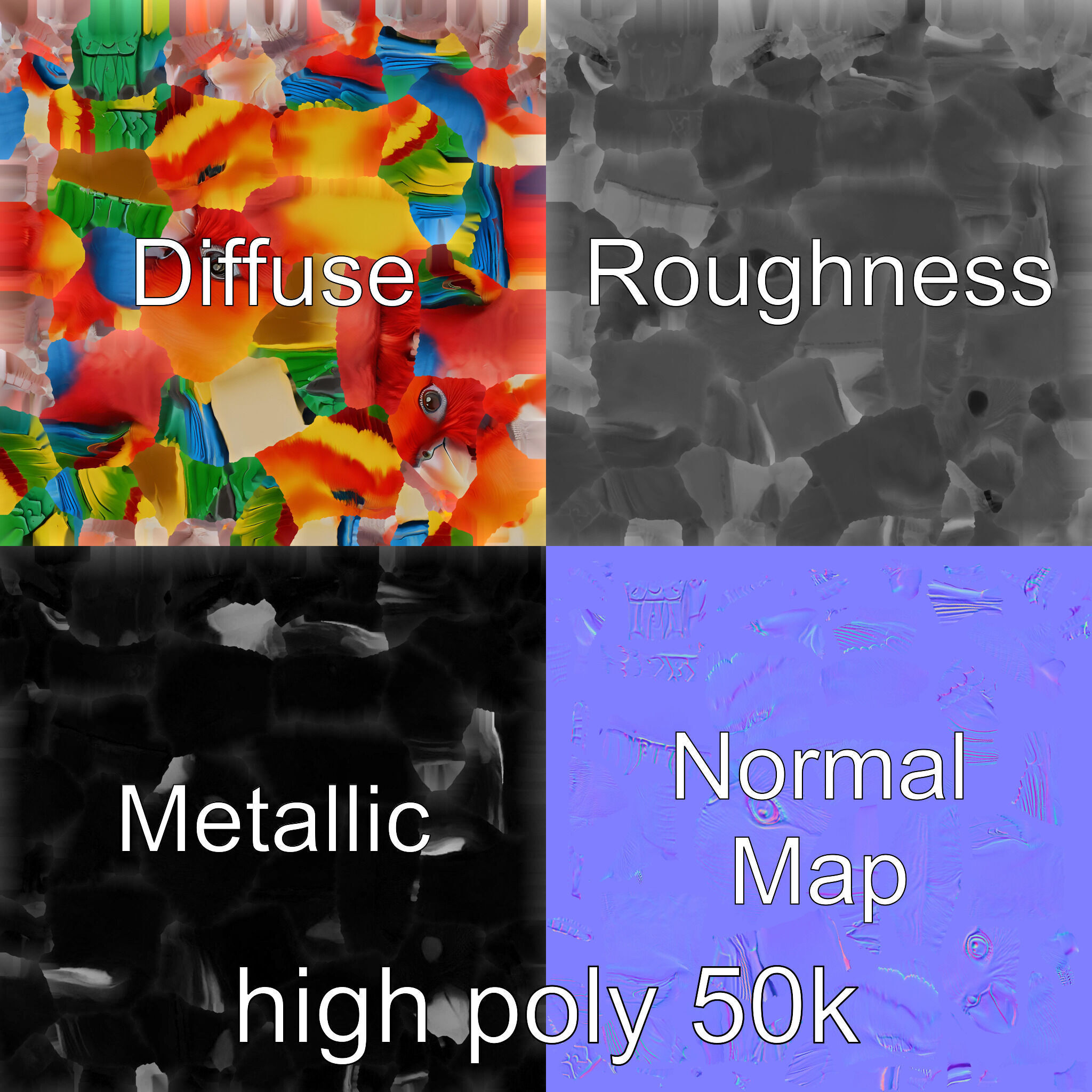 Vibrant Rosella Parrot 3D model pack Low-poly 3D model_3