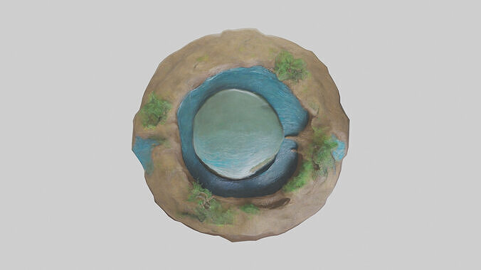 River Bank Sculpture model Low-poly 3D model
