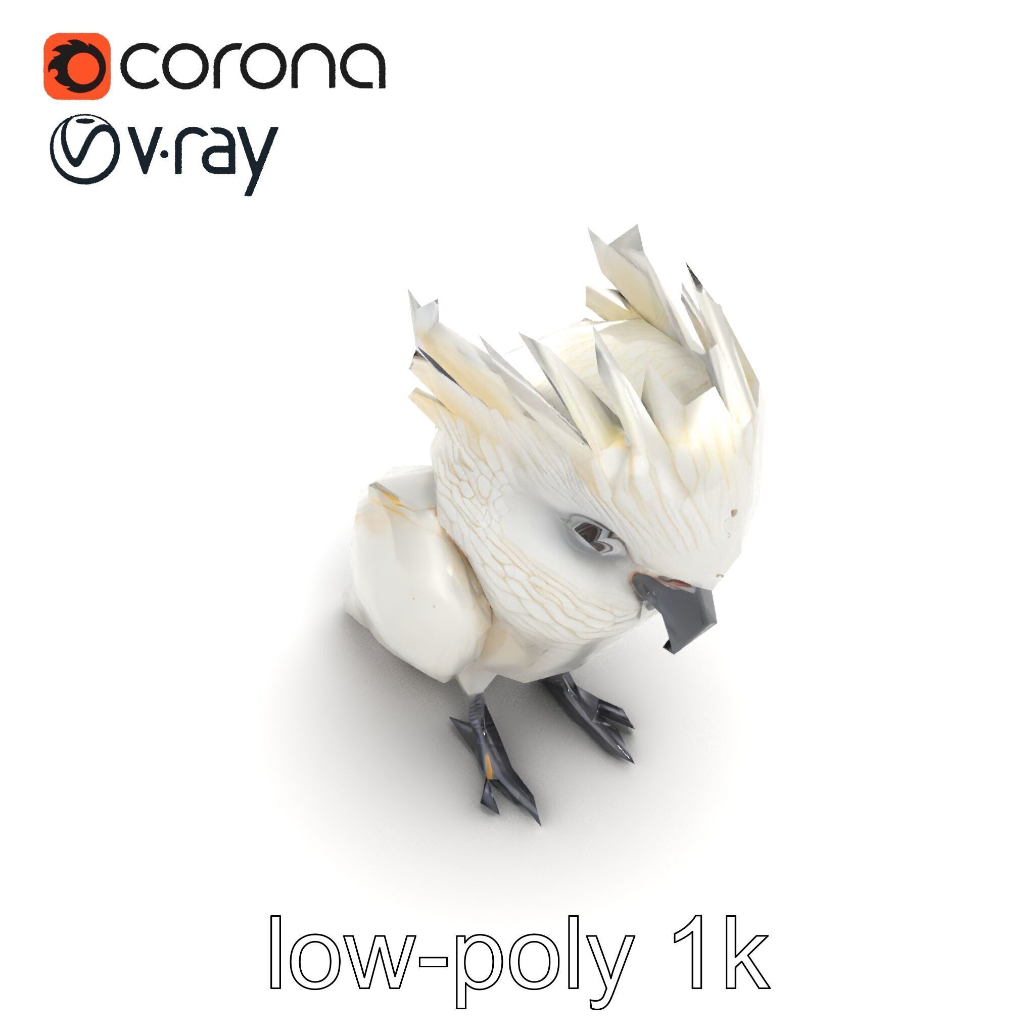Cockatoo Bird Realistic Feather Details model pack Low-poly 3D model_26